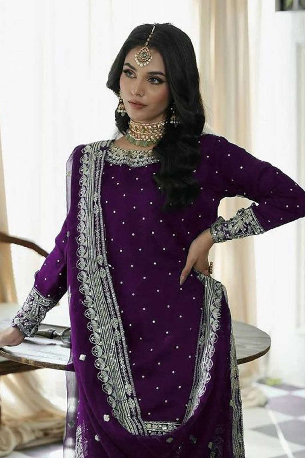 HOOR TEX HF 139 ABCD HEAVY CHINON READY TO WEAR EMBROIDRED SUITS
