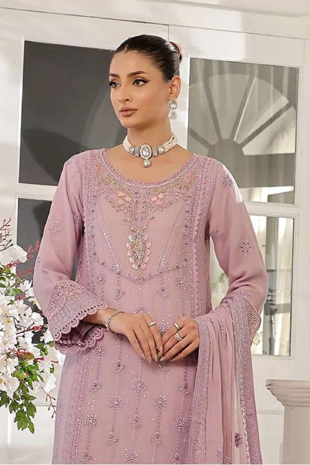 HOOR TEX OR 72 ABCD HEAVY ORGANZA EMBROIDRY WORKED SUITS