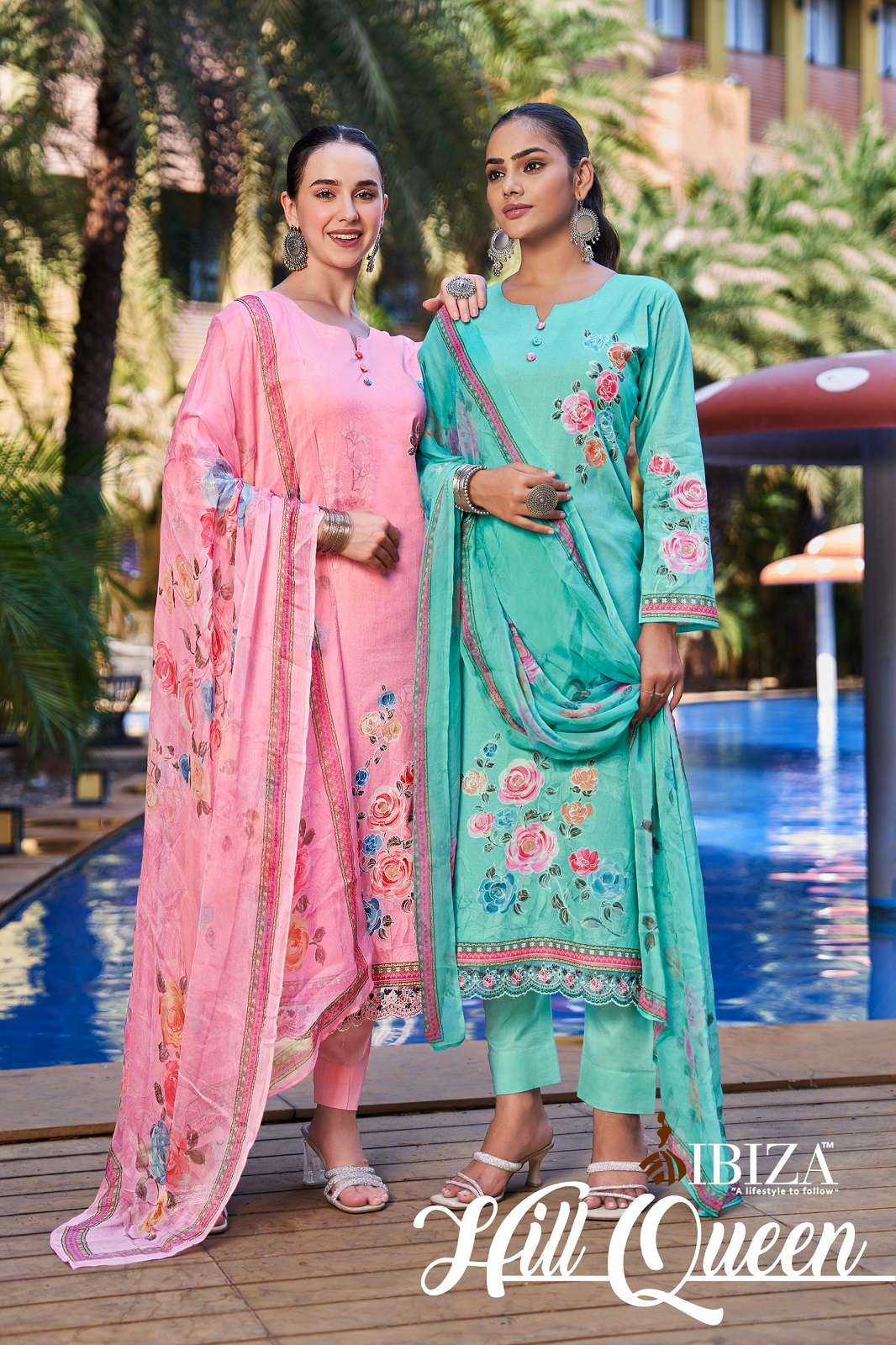 IBIZA HILL QUEEN PURE LAWN EMBROIDERED SUITS