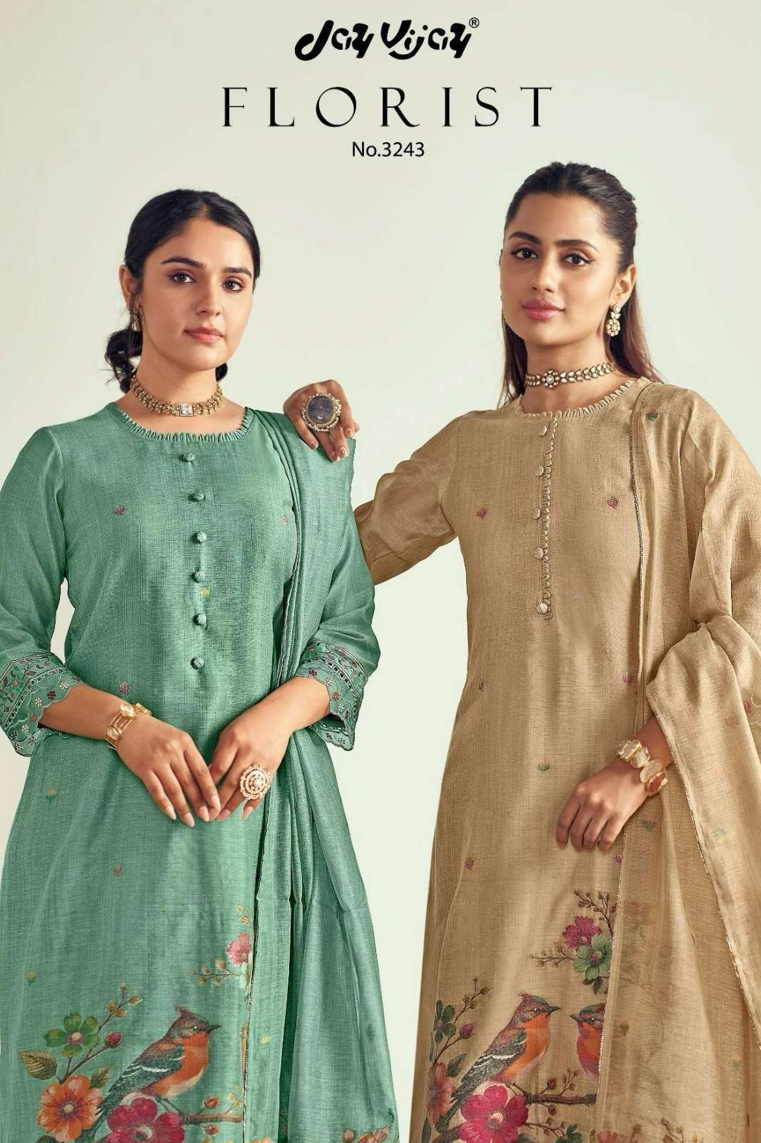 JAY VIJAY FLORIST PURE SOUTH COTTON EMBROIDERY WORK SUIT 