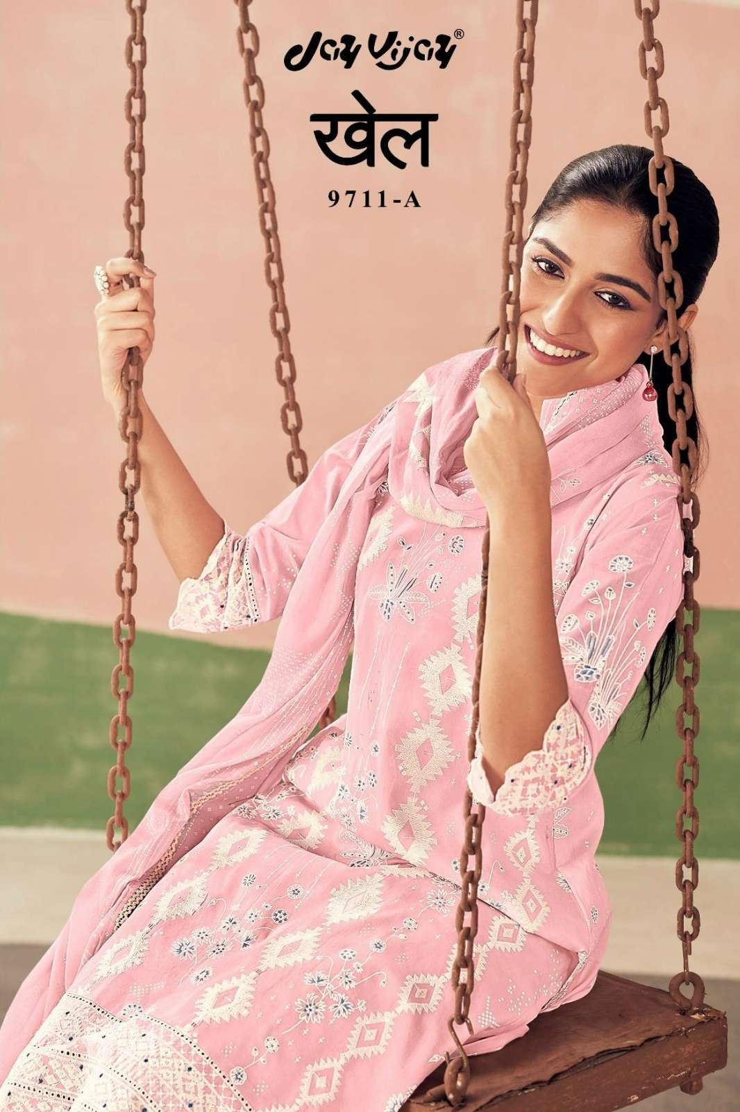 JAY VIJAY KHEL 9711 PURE COTTON EMBROIDERY WORK SUIT