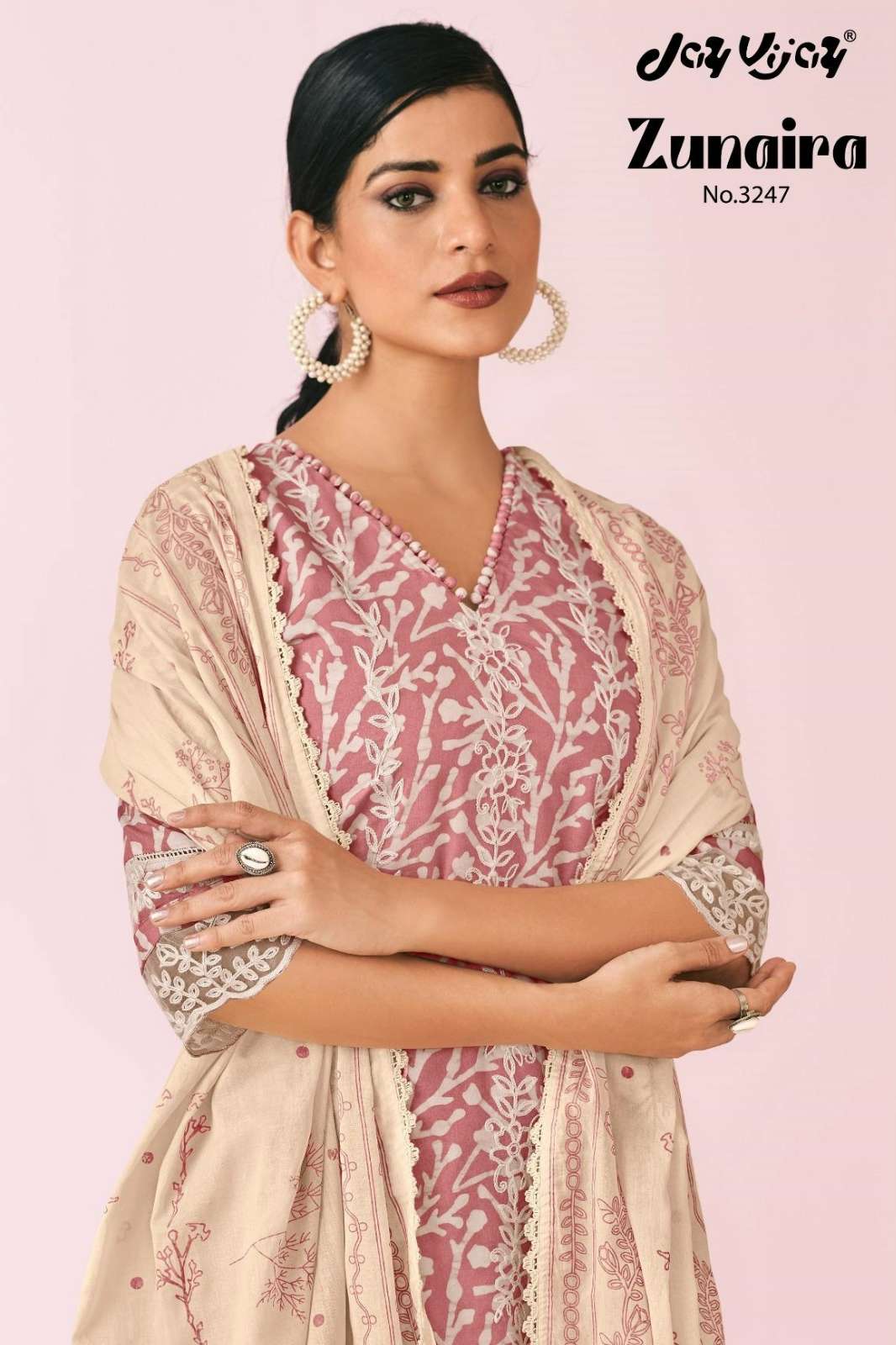 JAY VIJAY ZUNAIRA PURE COTTON HAND BLOCK PRINTED SUIT WITH EMBROIDERY