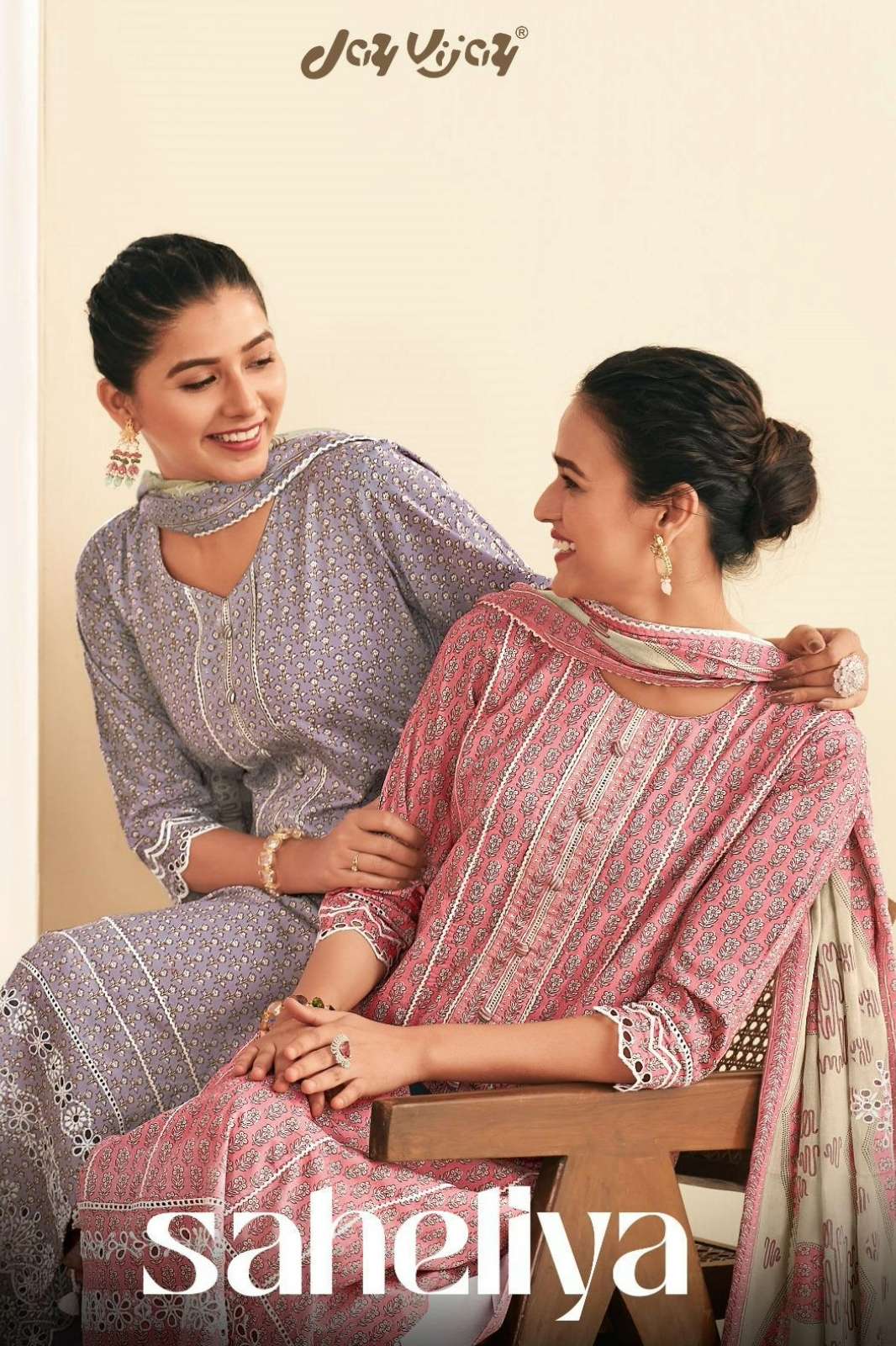 JAY VIJAY SAHELIYA PURE COTTON BLOCK PRINTED SUIT WITH EMBROIDERY 