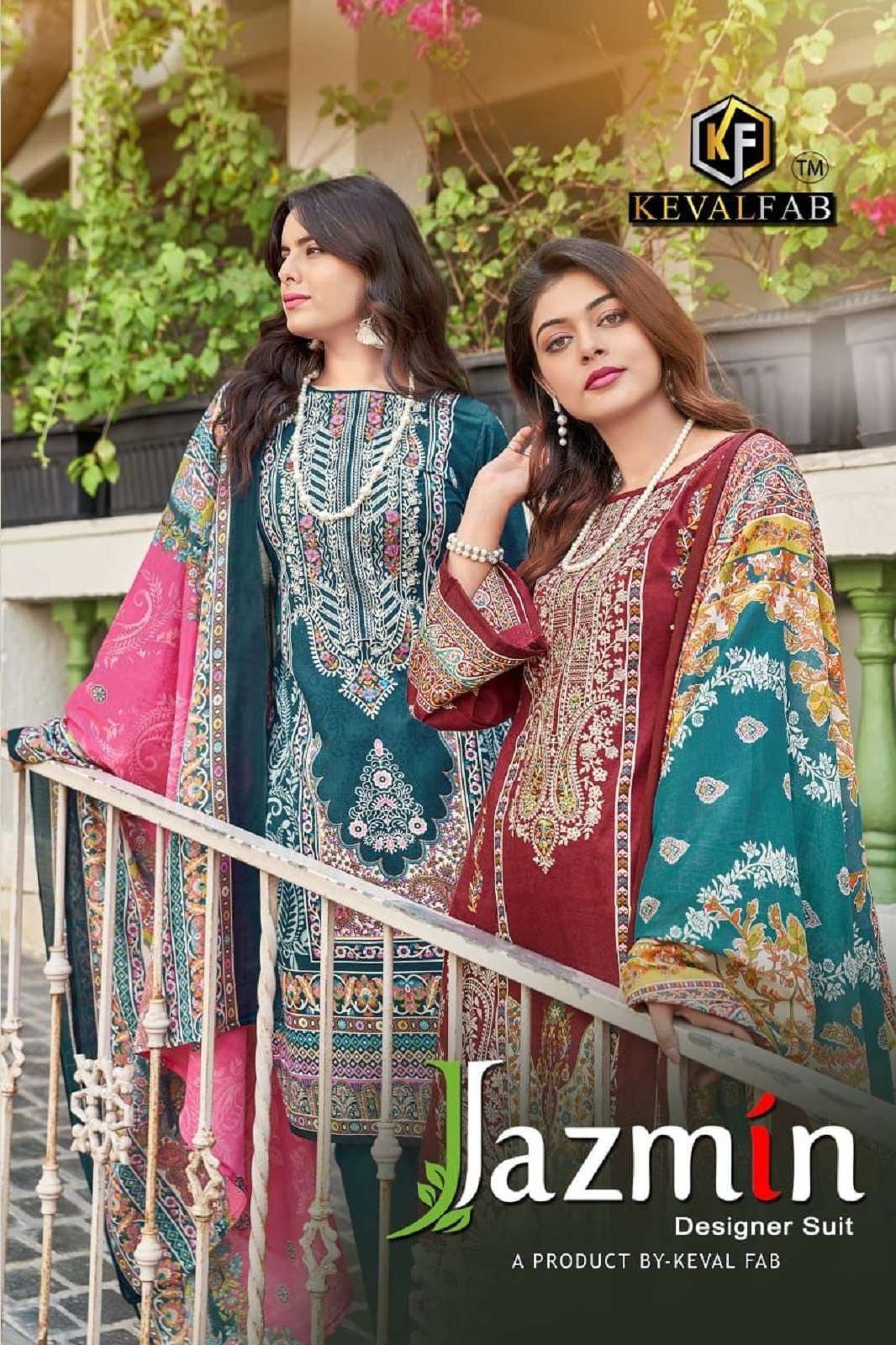 KEVAL FAB JAZMIN SOFT COTTON EMBROIDERED DRESS MATERIALS