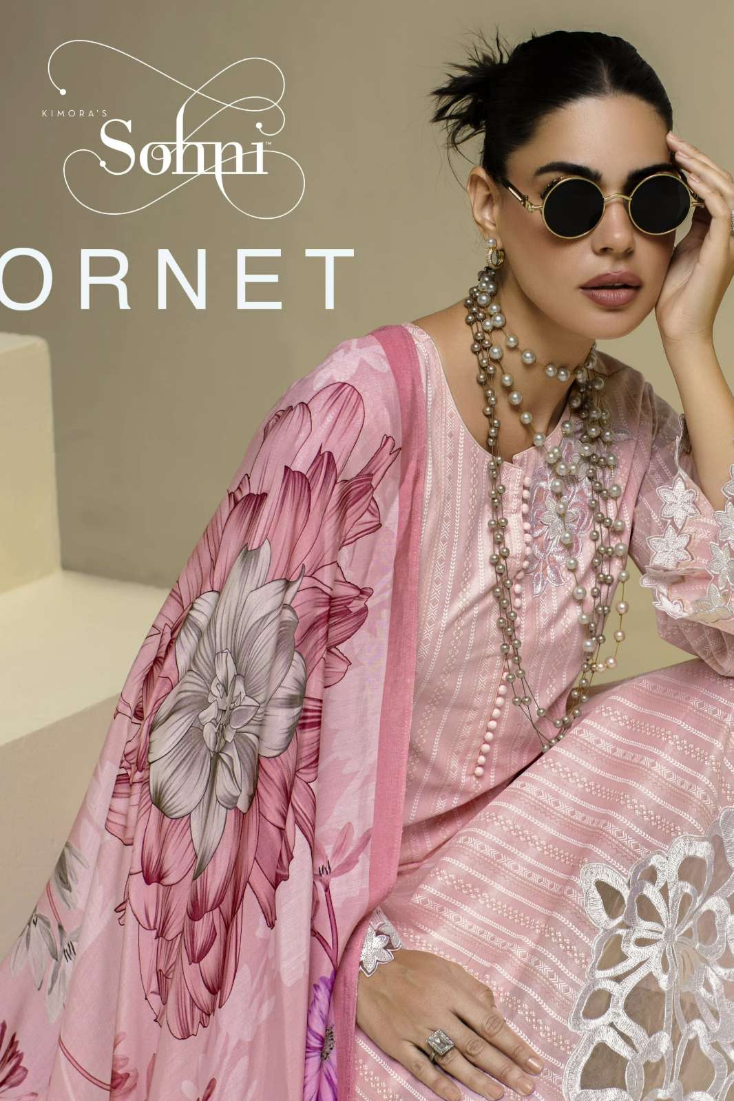 KIMORA SOHNI ORNET PURE COTTON LAWN SUIT WITH SCALLOPED APPLIQUE WORK
