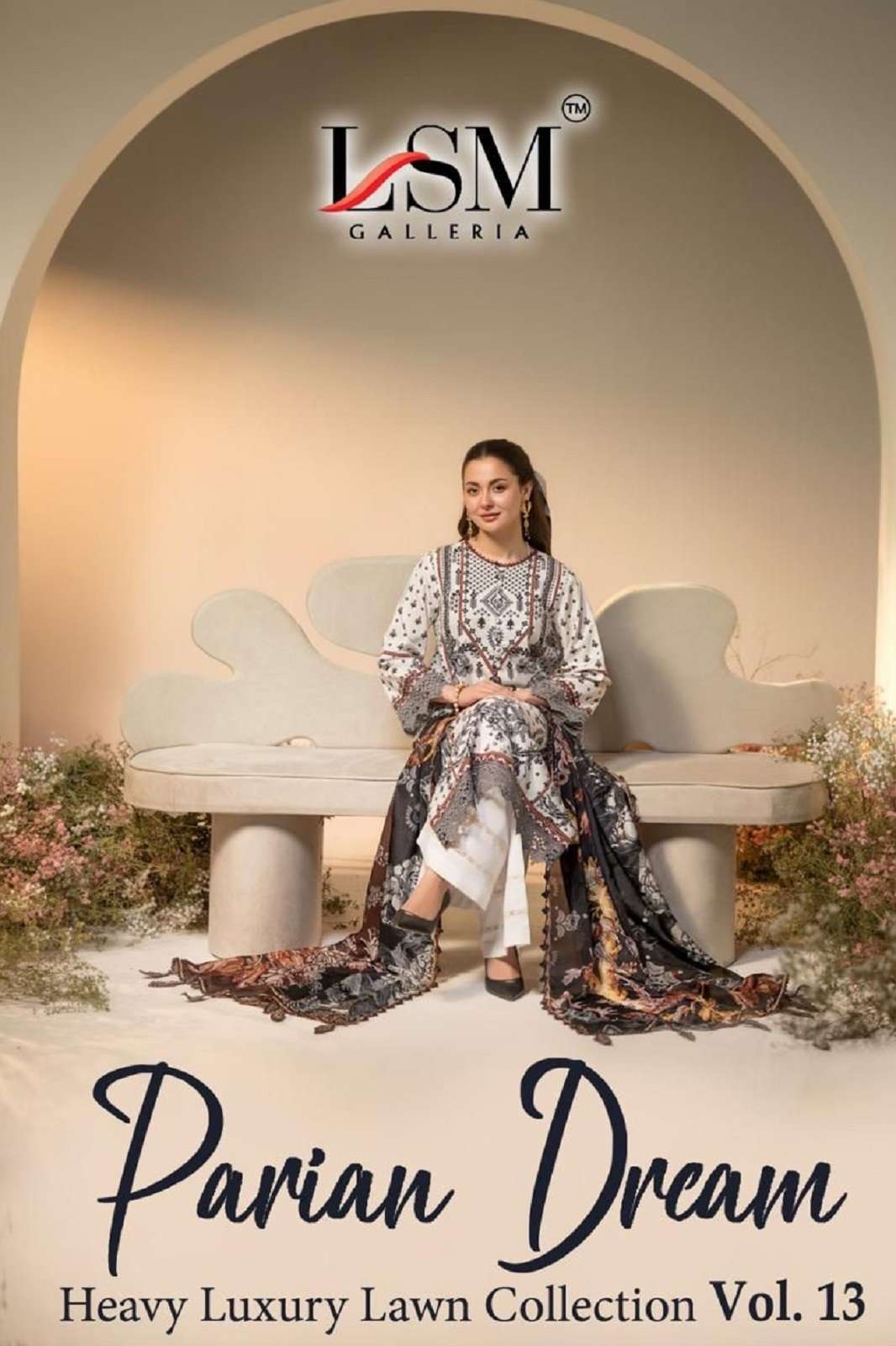 LSM GALLERIA PARIAN DREAMS LAWN VOL 13 LAWN PRINTED DRESS MATERIALS