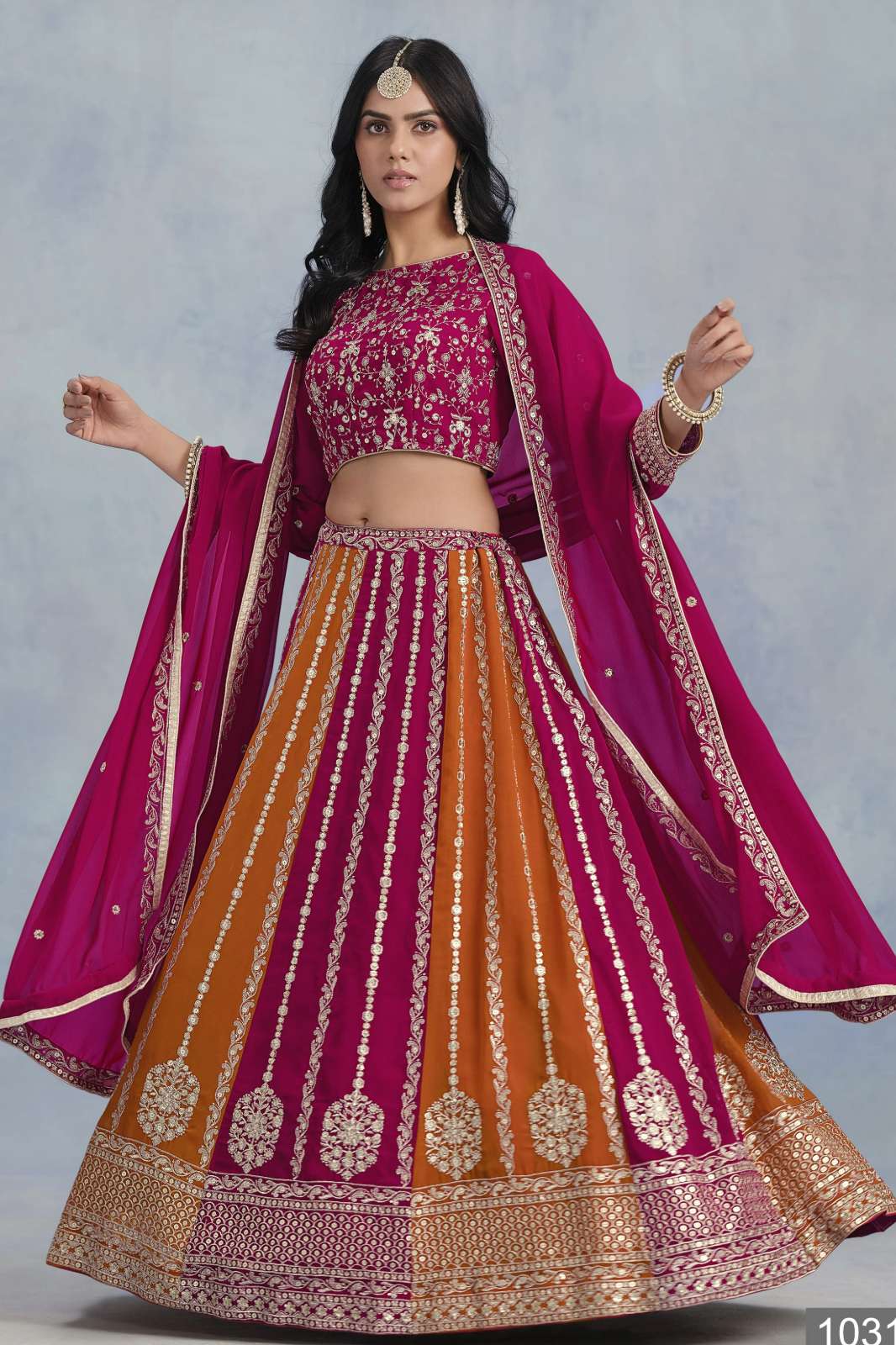 MEHVISH KRISHVI BEAUTIFUL EMBROIDERY AND SEQUENCE WORK LEHENGA CHOLI