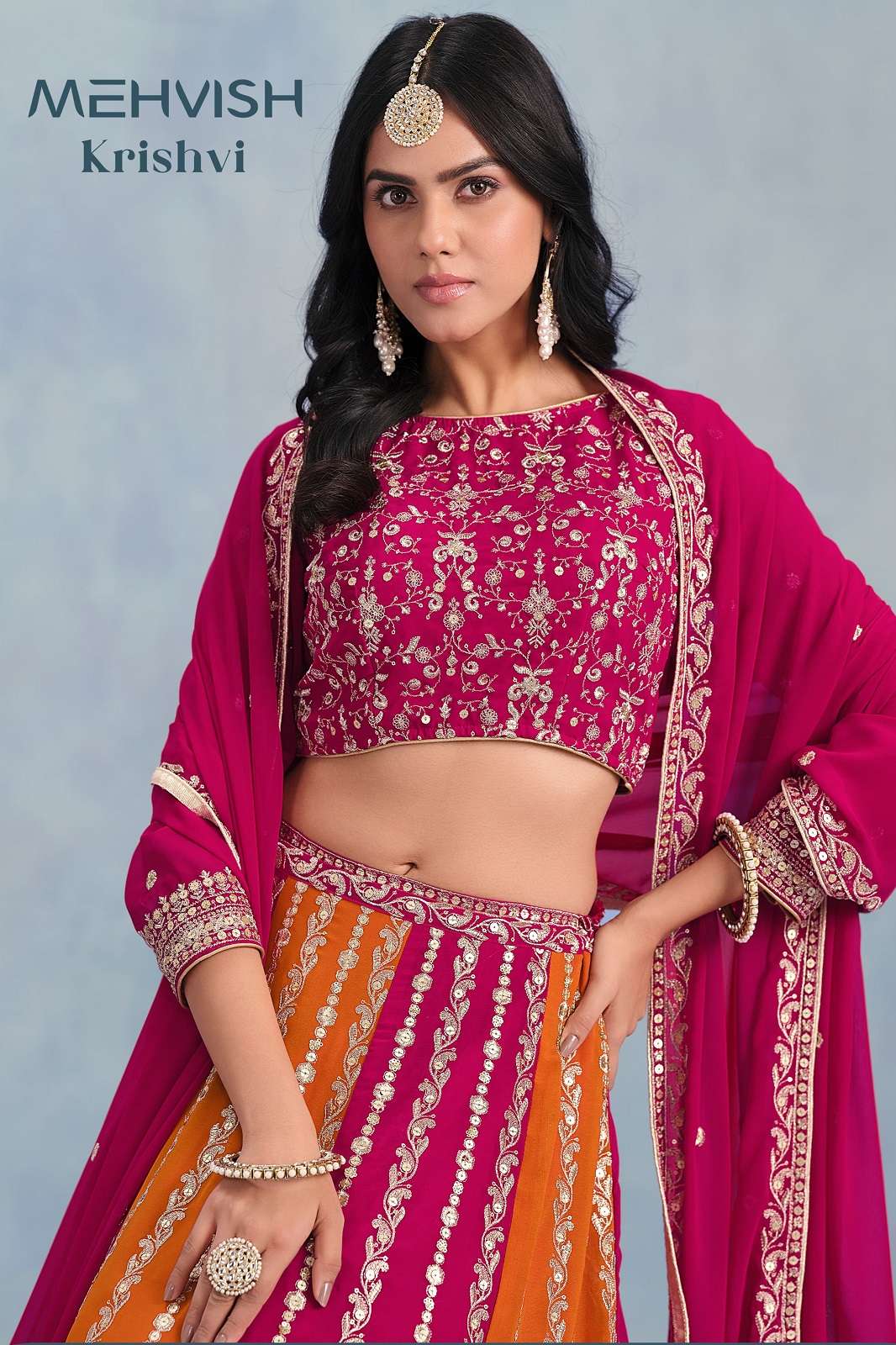 MEHVISH KRISHVI FAUX GEORGETTE EMBOIDERED LEHENGA