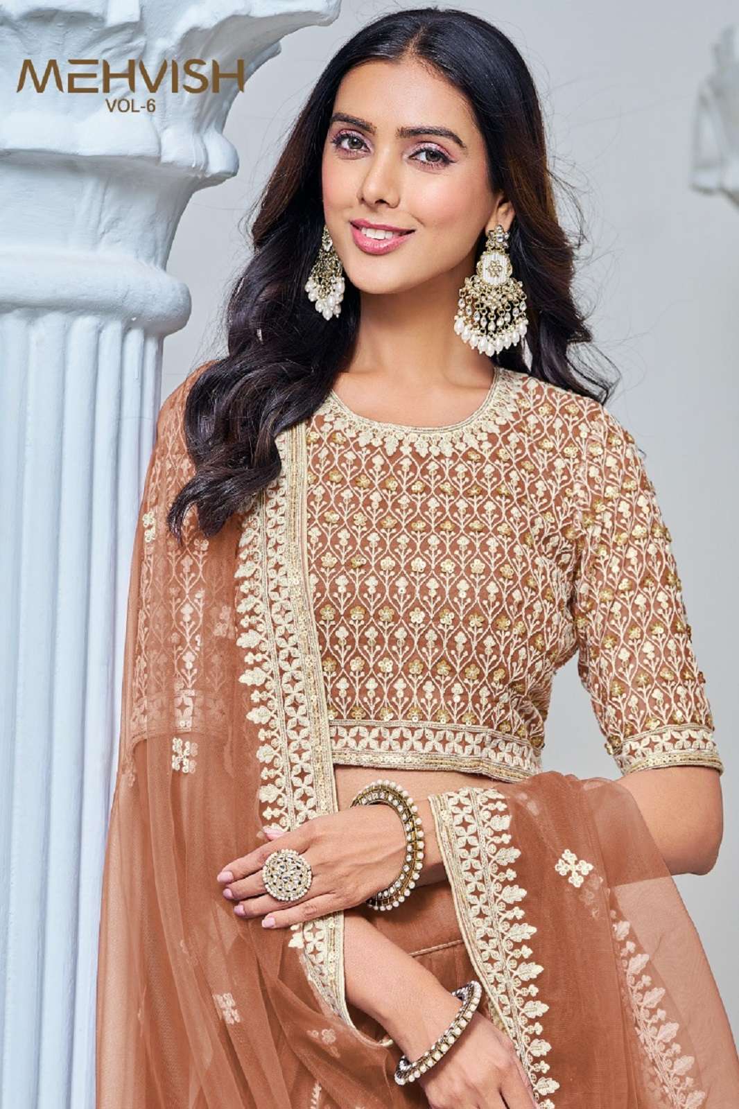 MEHVISH VOL 6 NET WITH SEQUENCE WORKED DESIGNER LEHENGAS