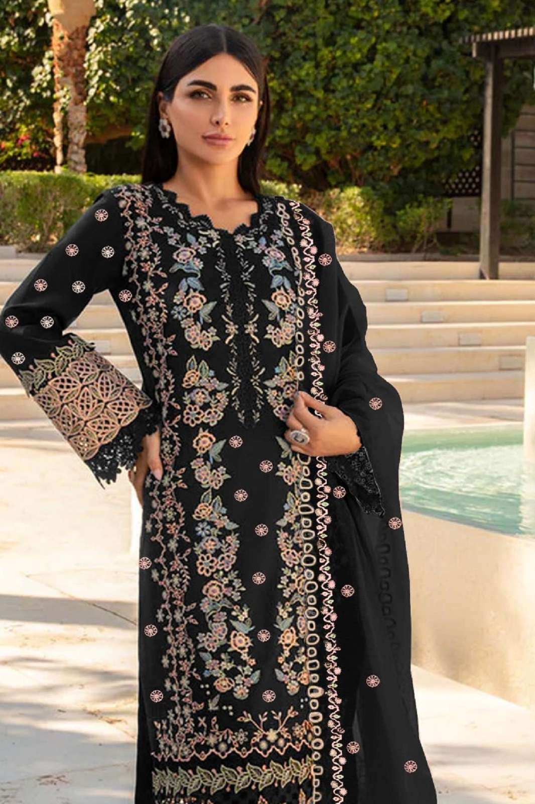 MOTIFZ 845 ABCD ORGANZA EMBROIDERED SEMI STITCHED SUITS