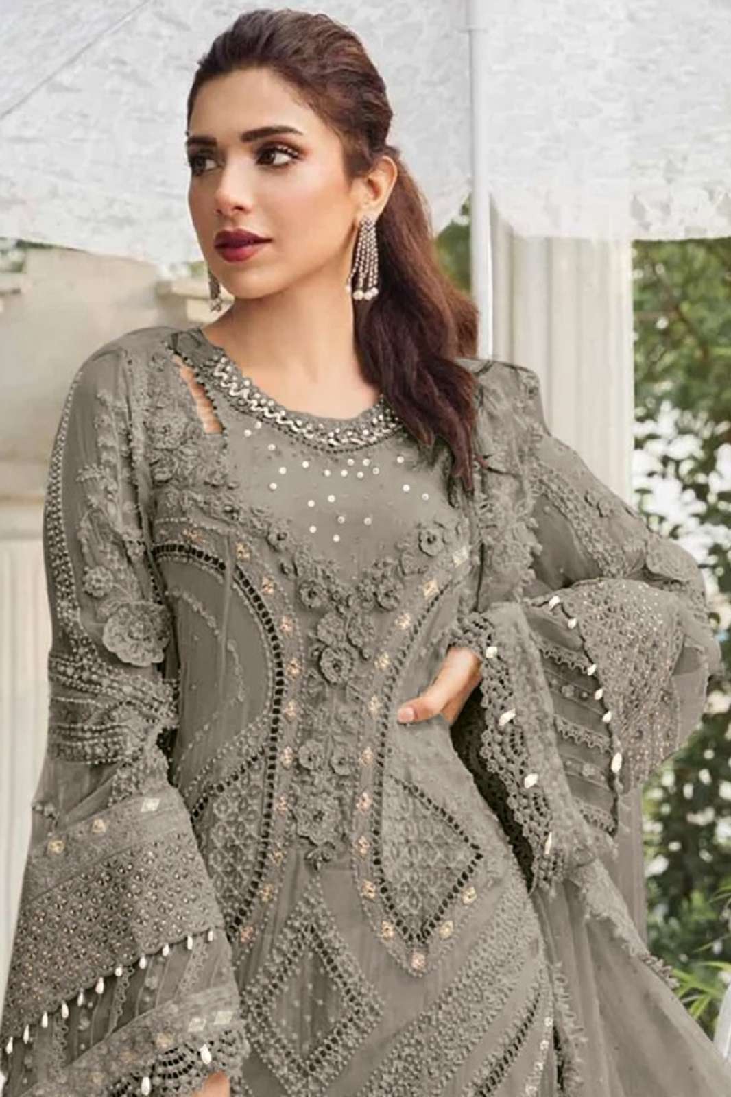MOTIFZ 907 ABCD GEORGETTE EMBROIDERED SEMI STITCHED SUITS