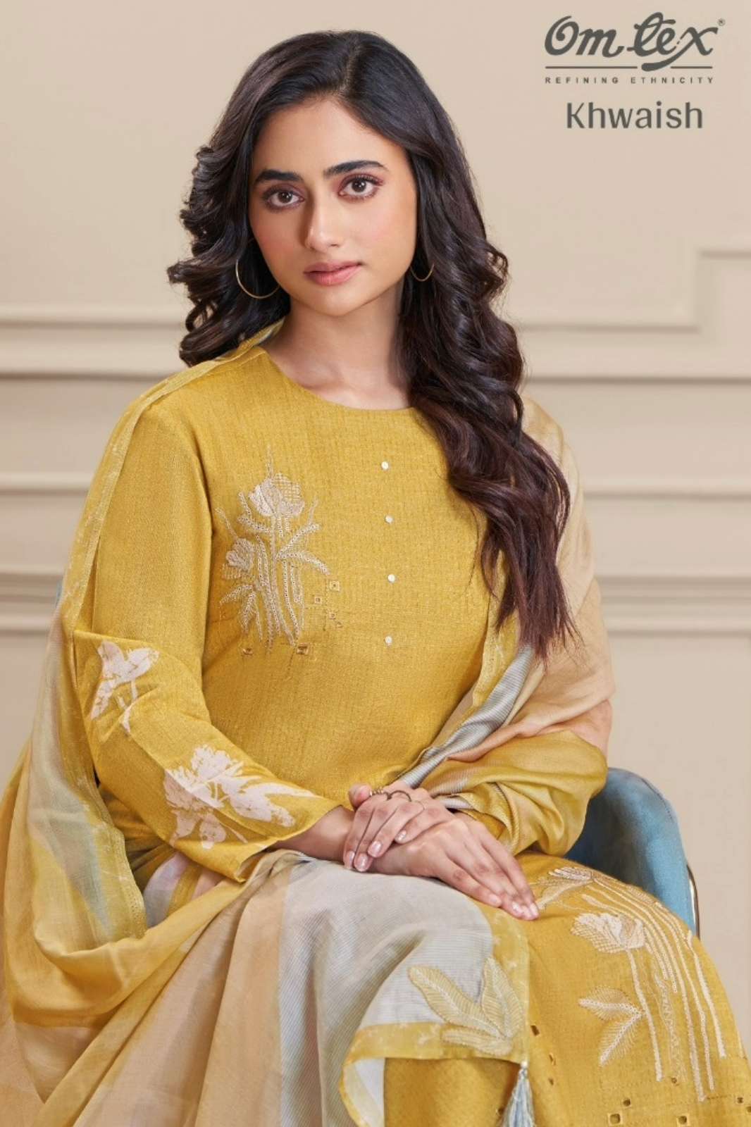 OMTEX KHWAISH SARA LINEN COTTON SUIT WITH EMBROIDERY WORK 