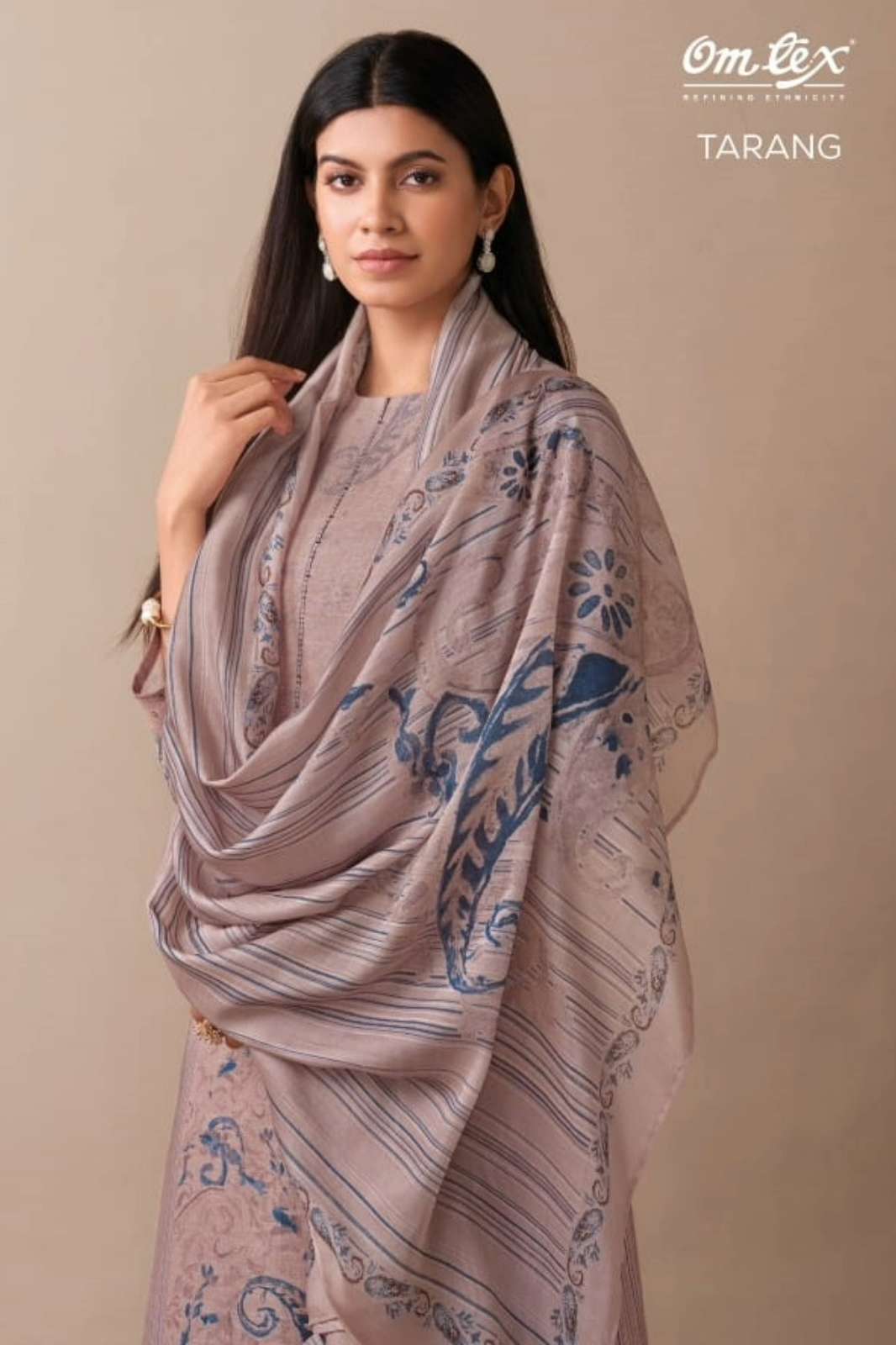 OMTEX TARANG VINTAGE LINEN DIGITAL PRINTED SUIT WITH HAND WORK