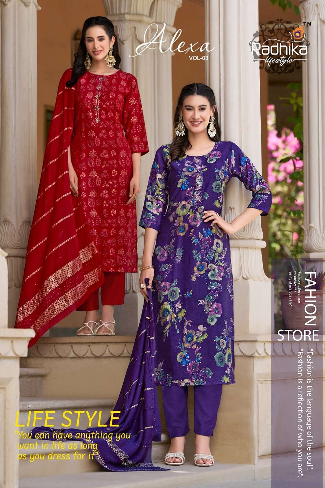 RADHIKA LIFESTYLE ALEXA VOL 3 SILK HANDWORKED KURTIES