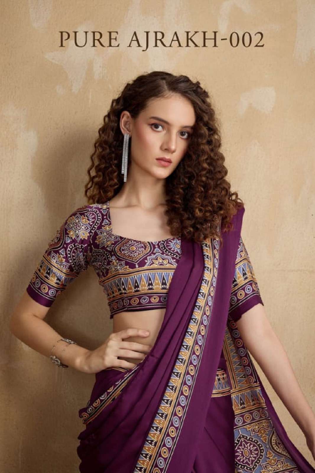 RAJTEX AJARAKH SATIN CREPE FESTIVE WEAR SAREES