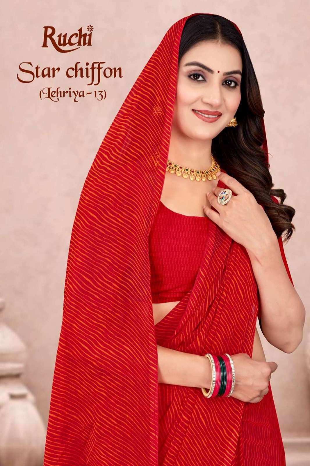 RUCHI SAREES STAR CHIFFON LEHRIYA VOL 13 41515A TO 41513F SAREE