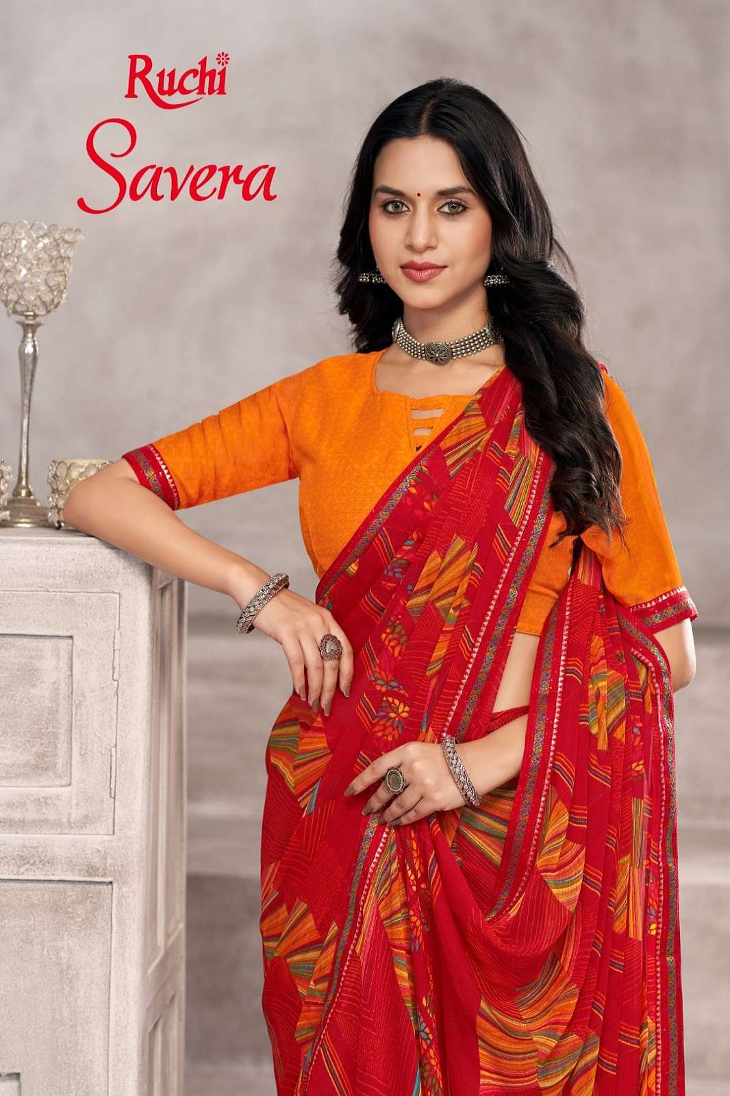 RUCHI SAVERA VOL 13 41601A TO 41606B CHIFFON DIAMOND SAREES 