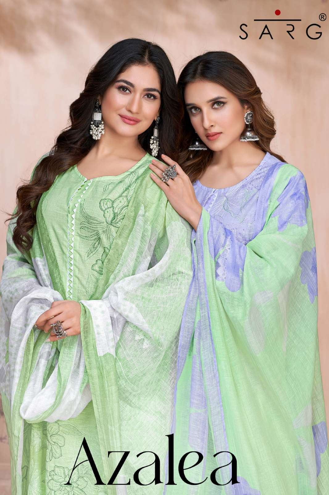 SAGA AZALEA PREMIUM COTTON LINEN DYED SUIT WITH EMBROIDERY