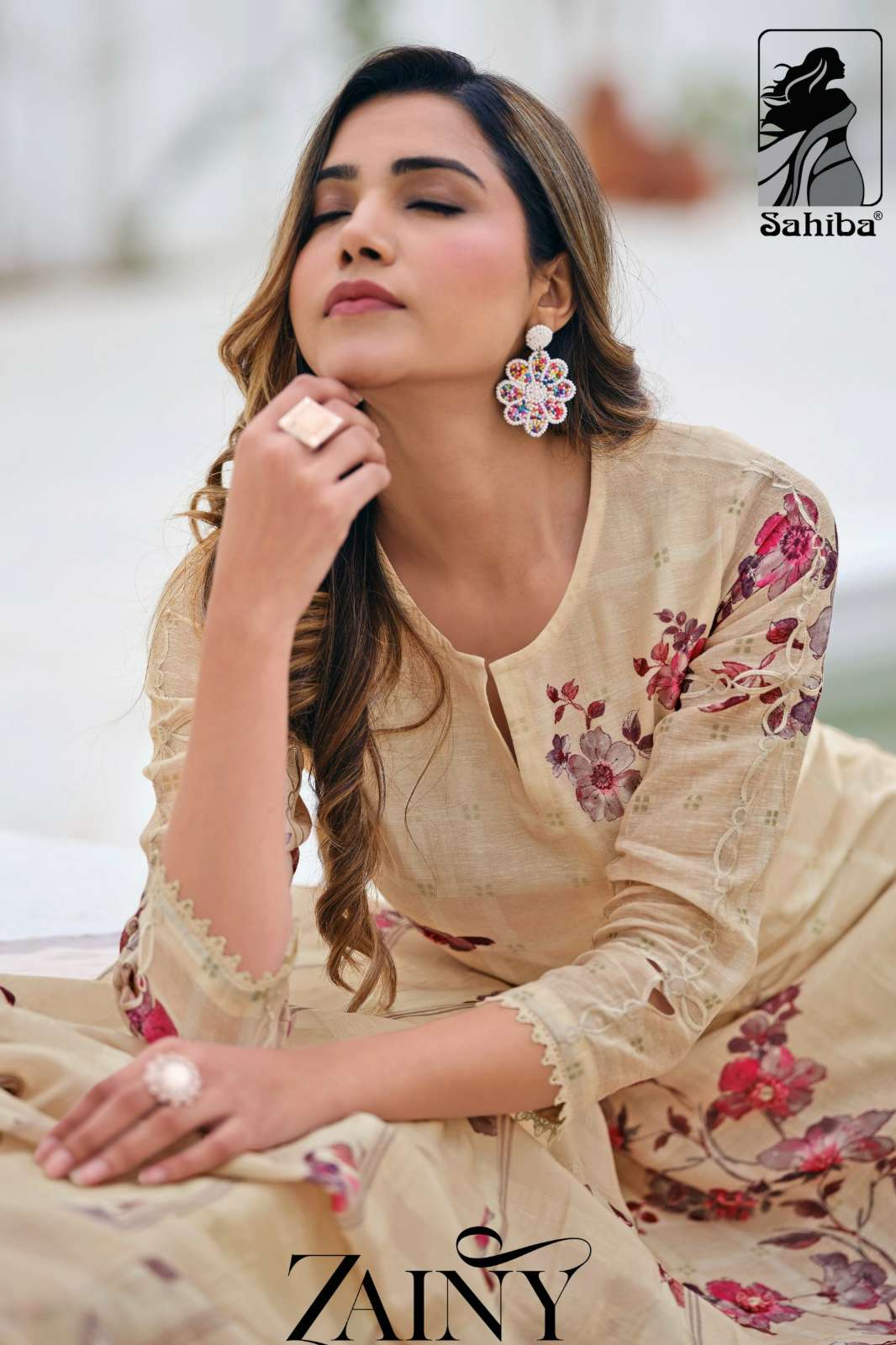 SAHIBA ZAINY PURE LINEN DIGITAL PRINTED SUIT WITH EMBROIDERY WORK 