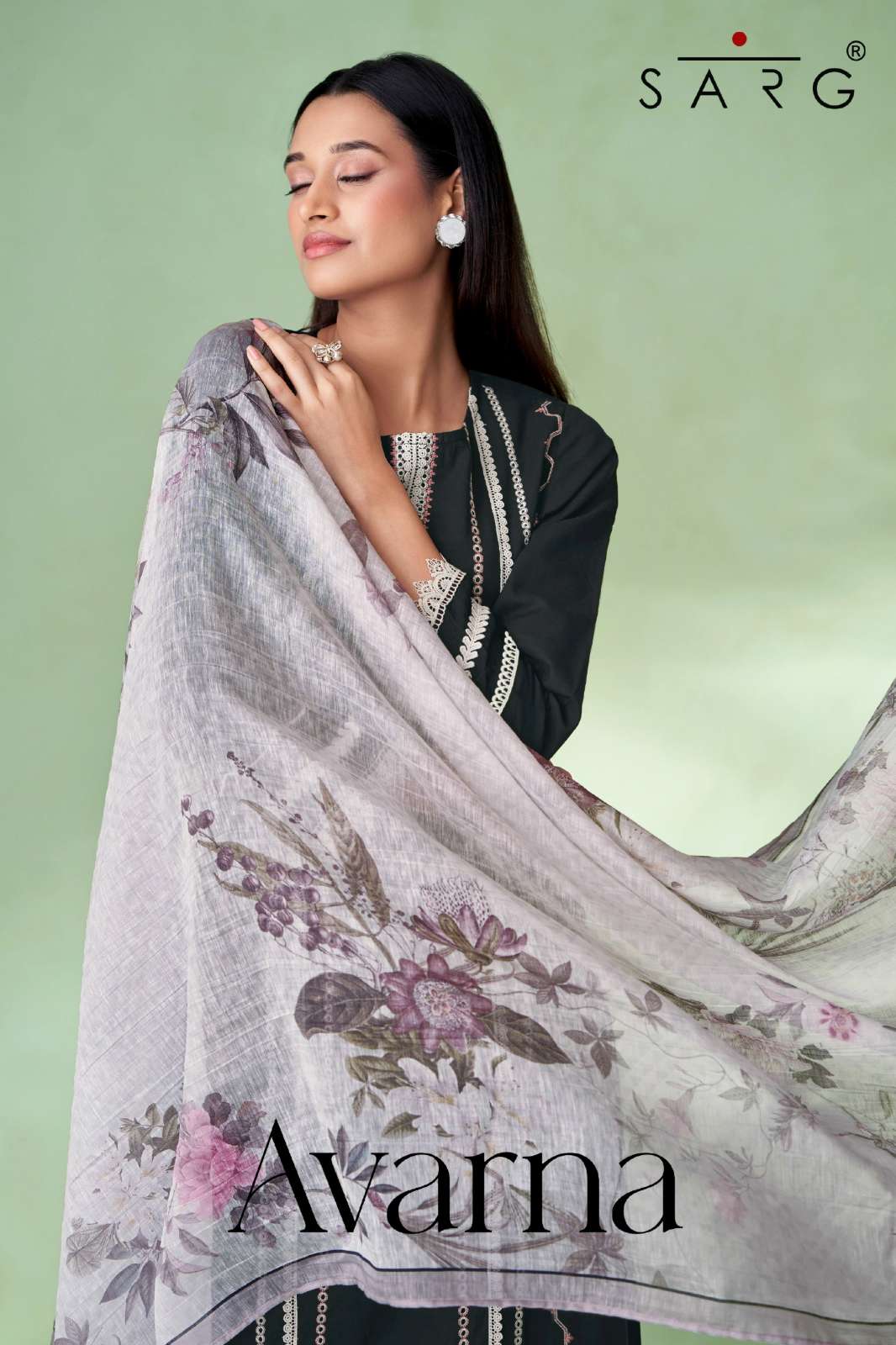 SARG AVARNA PREMIUM LINEN SUIT WITH HEAVY EMBROIDERY WORK 