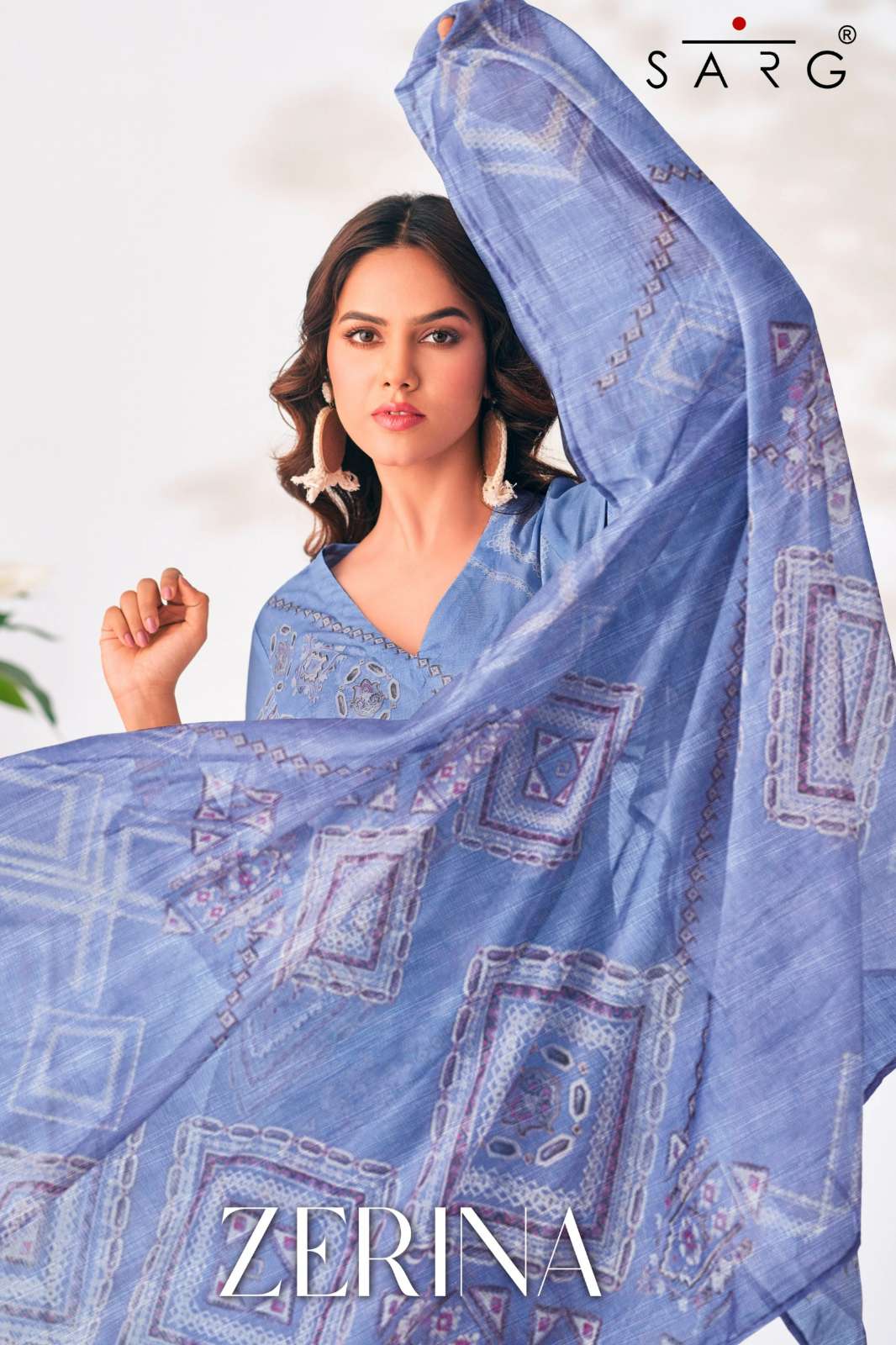SARG ZERINA PURE COTTON LAWN DIGITAL PRINTED SUIT WITH HAND WORK