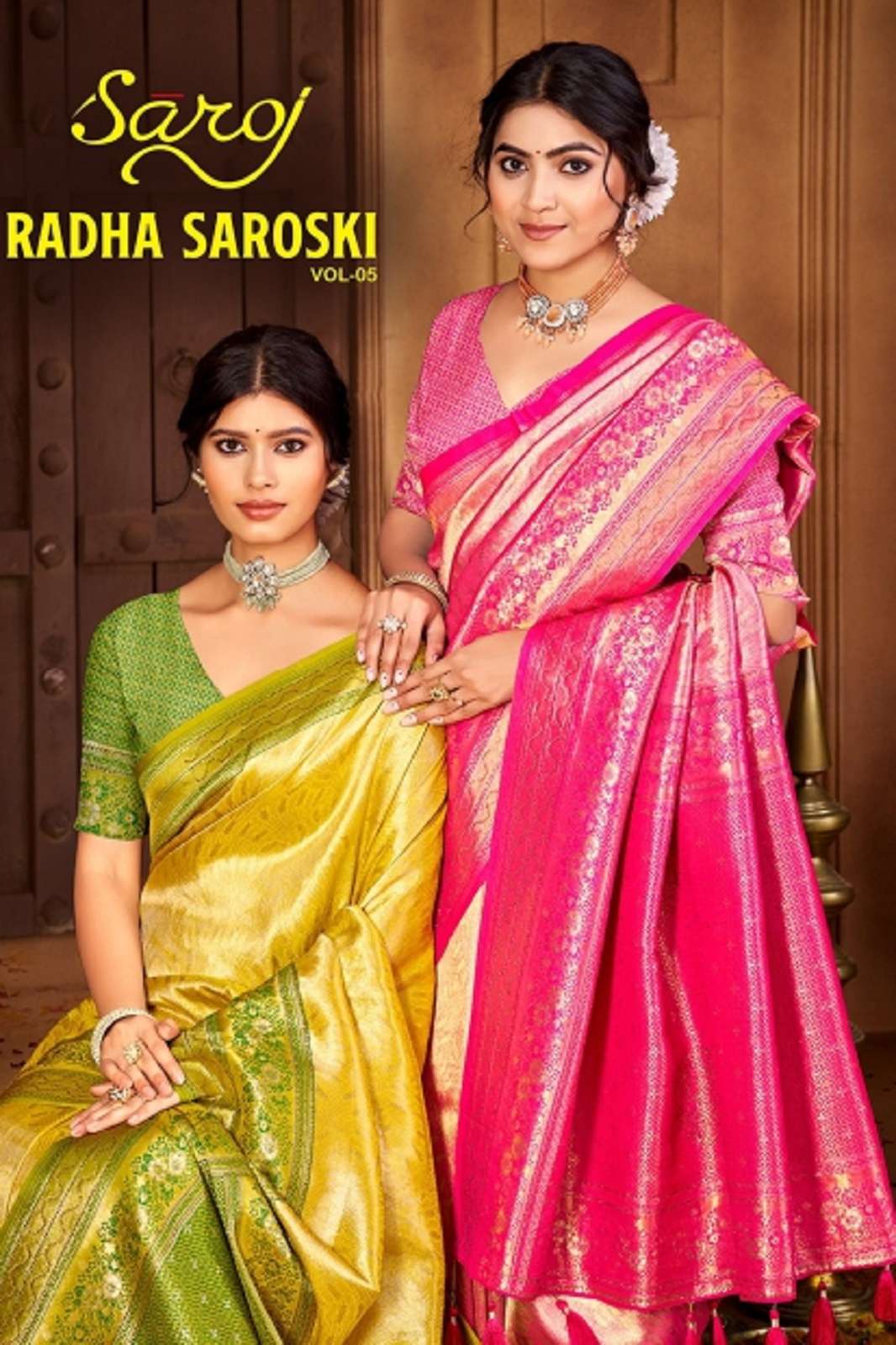 SAROJ SAREE RADHE SWAROSKI VOL 2 TISSUE KANJIVARAM SAREES