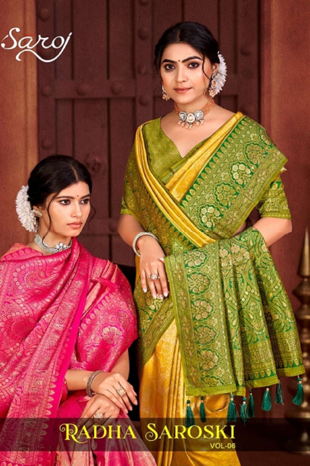 SAROJ SAREE RADHE SWAROSKI VOL 3 TISSUE KANJIVARAM SAREES