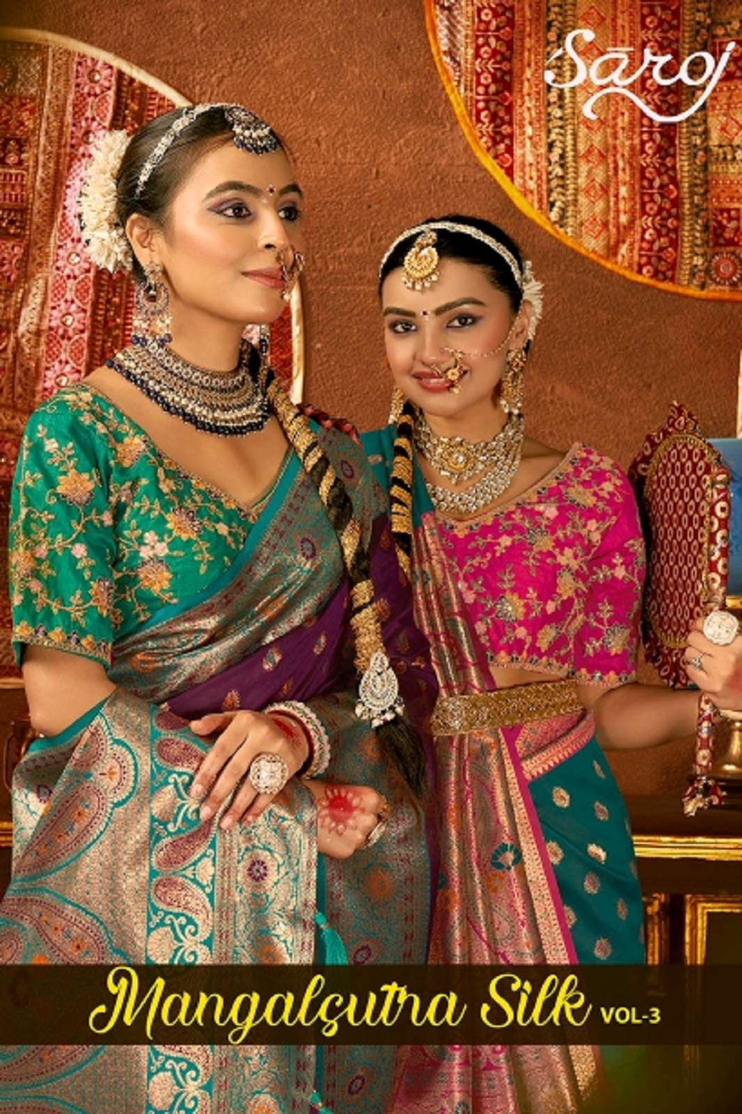 SAROJ SAREES MANGALSUTRA SILK VOL 3 RICH PALLU HEAVY WORKED SAREES