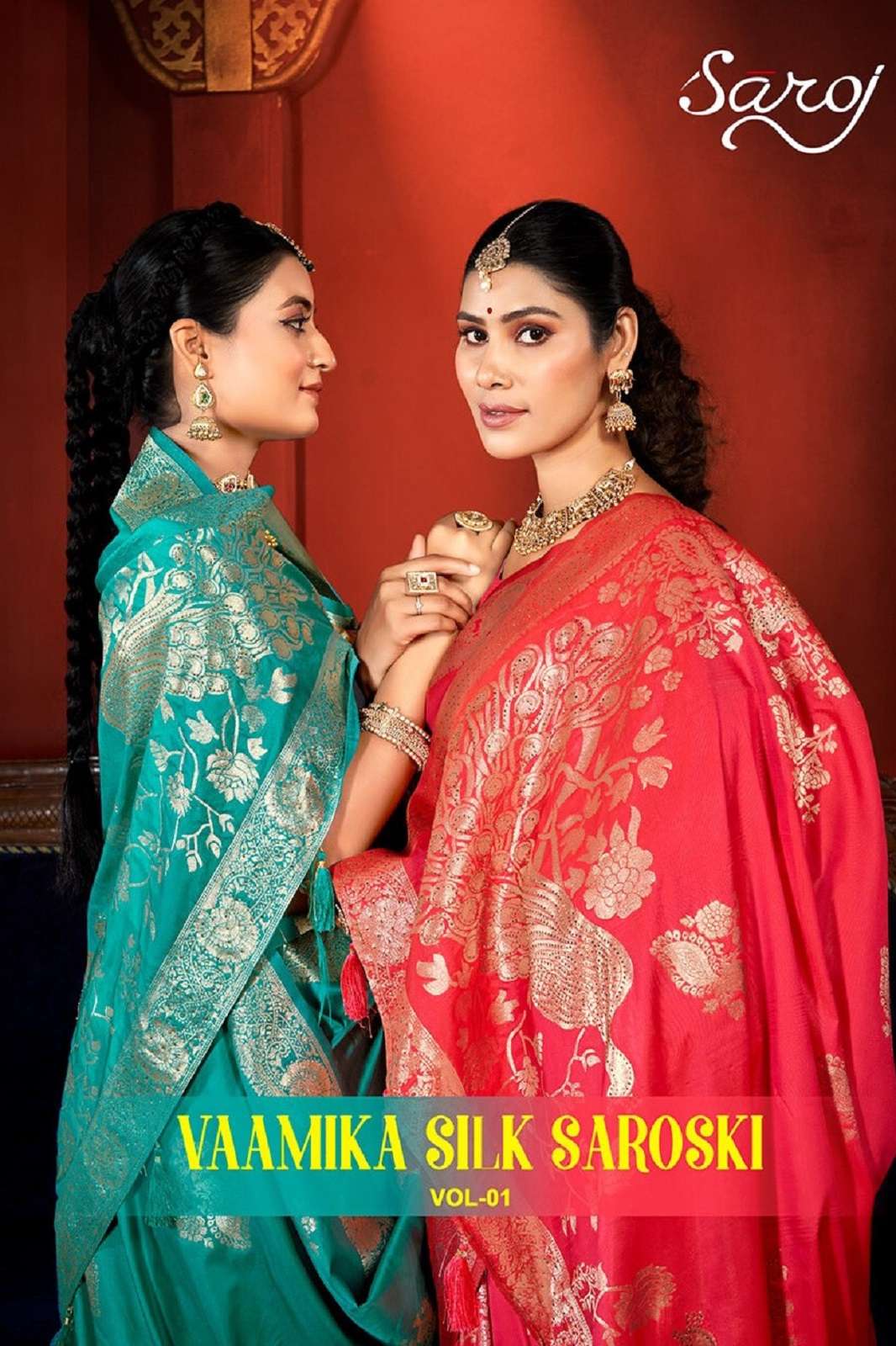SAROJ SAREES VAAMIKA SILK SWAROSKI RICH PALLU WORKED SAREES