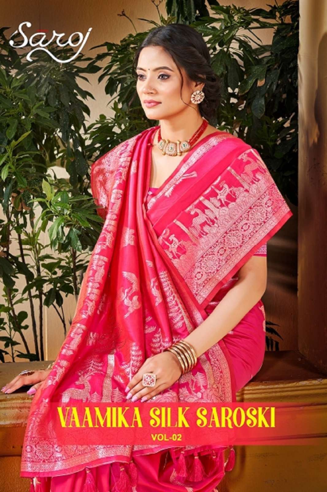 SAROJ SAREES VAAMIKA SILK SWAROSKI VOL 2 RICH PALLU WORKED SAREES
