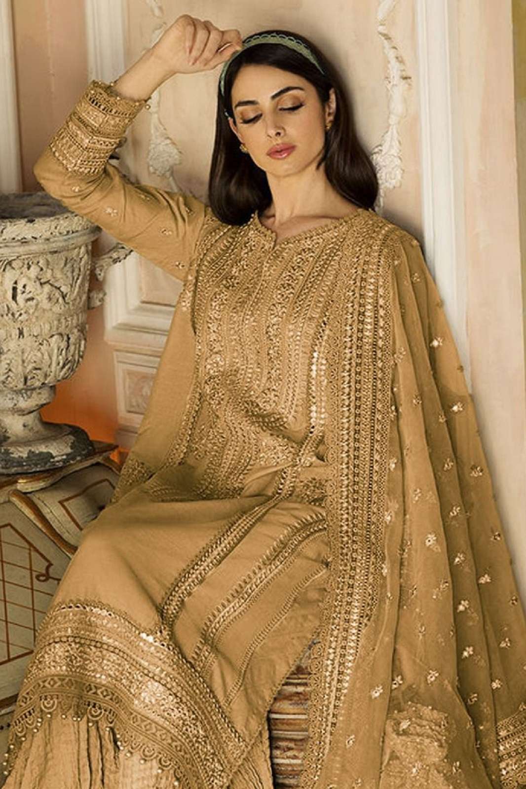 SERINE S 137 GH RAYON COTTON EMBROIDERY WORKED SUITS 