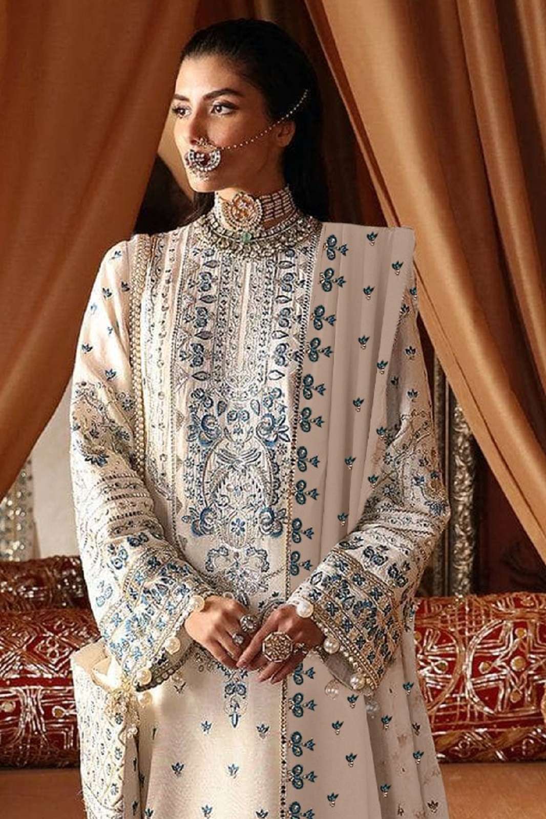 SERINE S 348 FAUX GEORGETTE EMBROIDERED SUITS