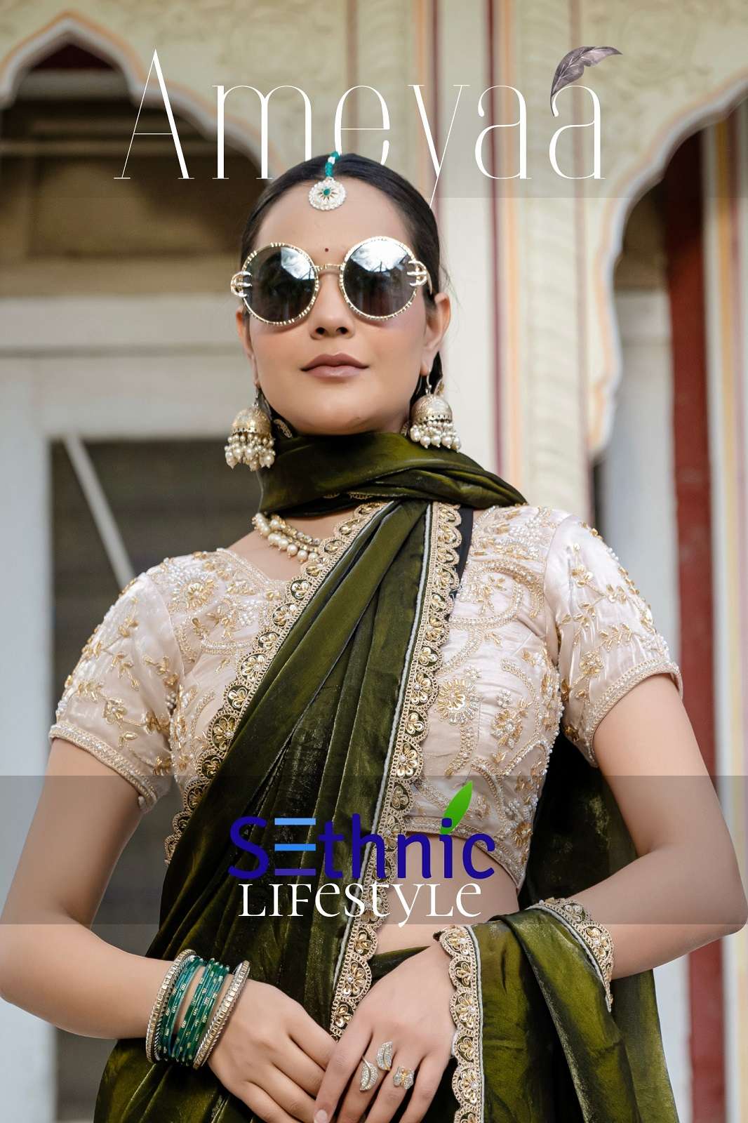 SETHNIC LIFESTYLE AMEYAA 82001 TO 82004 SATIN HANDWORKED SAREES 