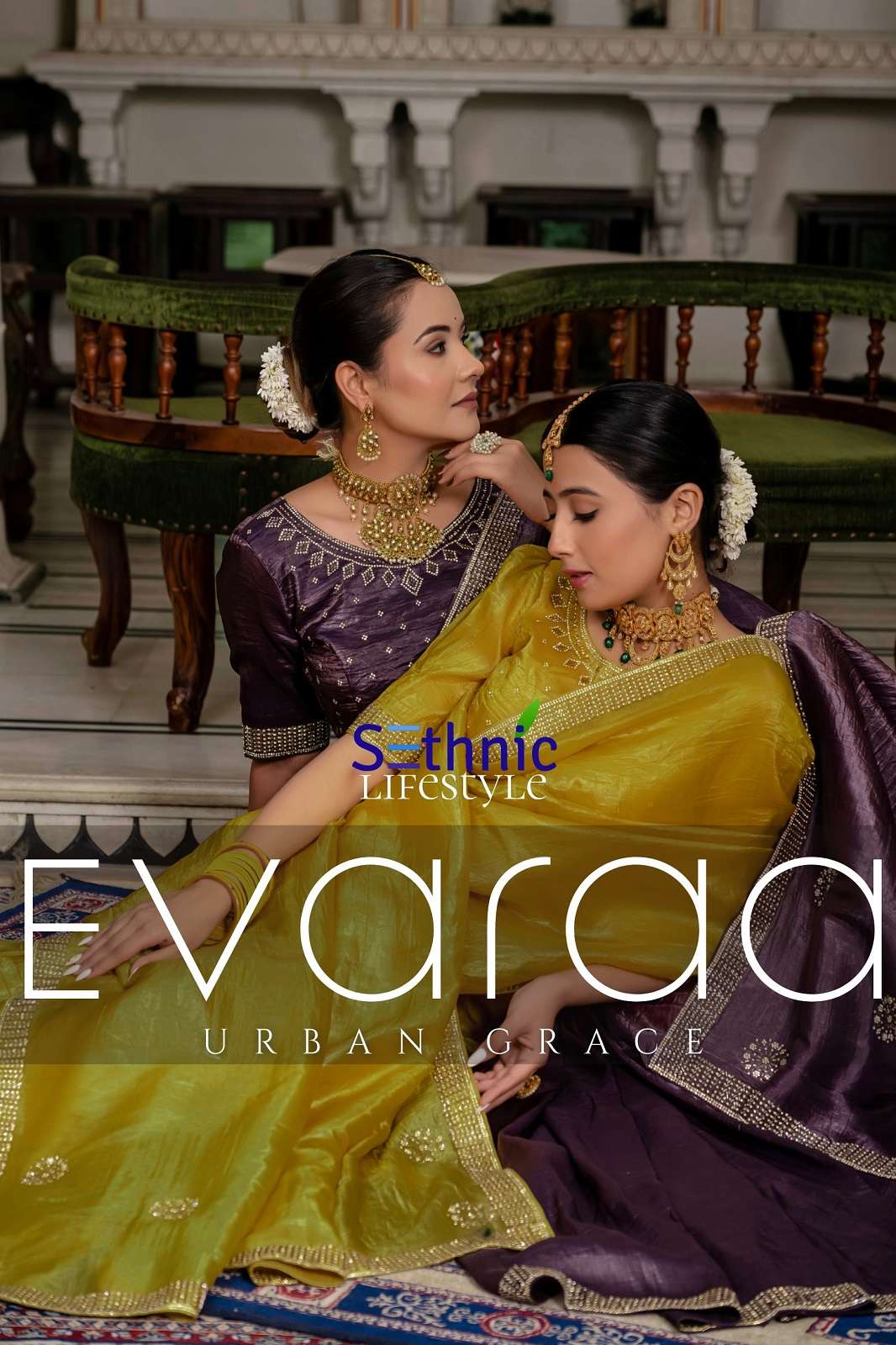 SETHNIC LIFESTYLE EVARAA 78001 TO 78004 GOLD CRUSHED SAREE