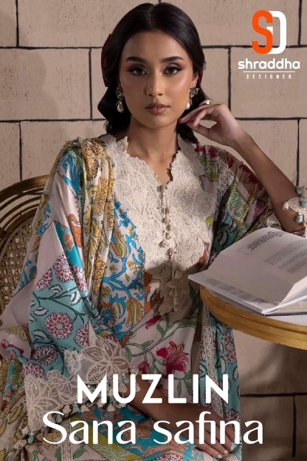 SHRADDHA DESIGNER MUZLIN SANA SAFINAZ EMBROIDERED SUITS