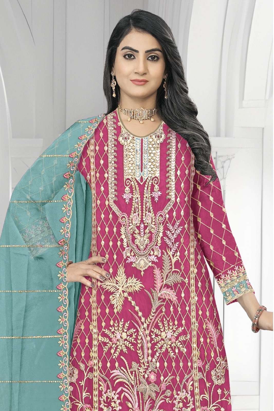 SHREE FAB K 1935 ORGANZA EMBROIDERED SUITS