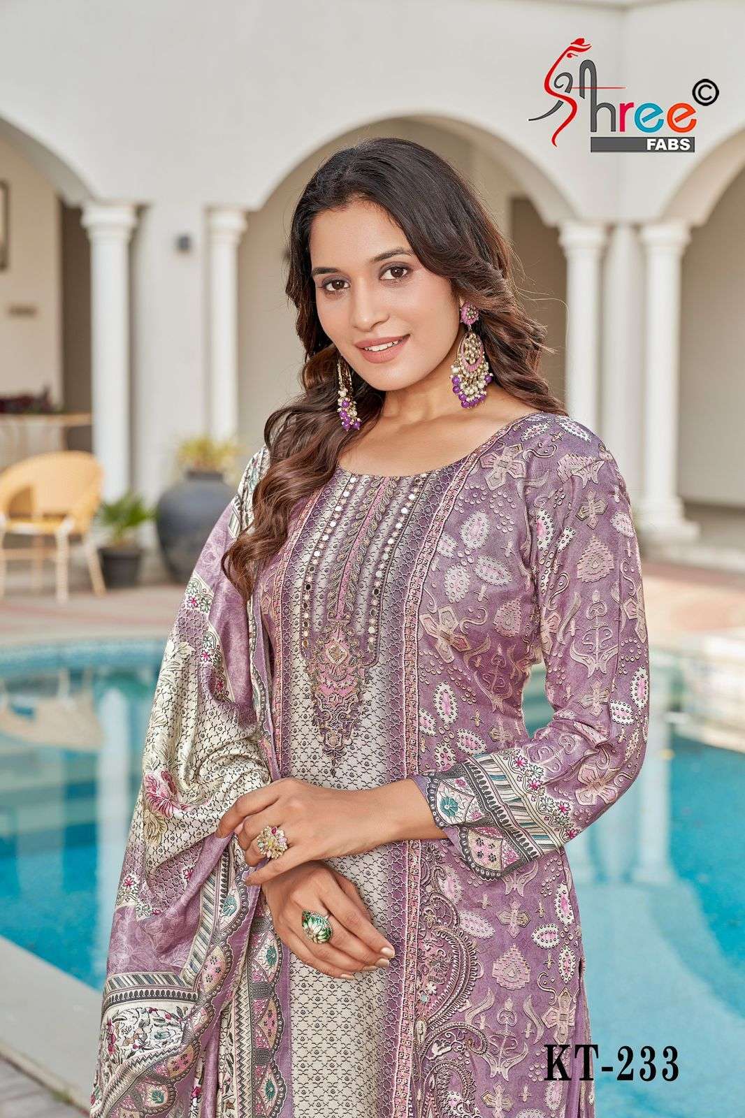 SHREE FAB KT 233 ABCD VISCOSE MUSLINE HAND WORKED SUITS