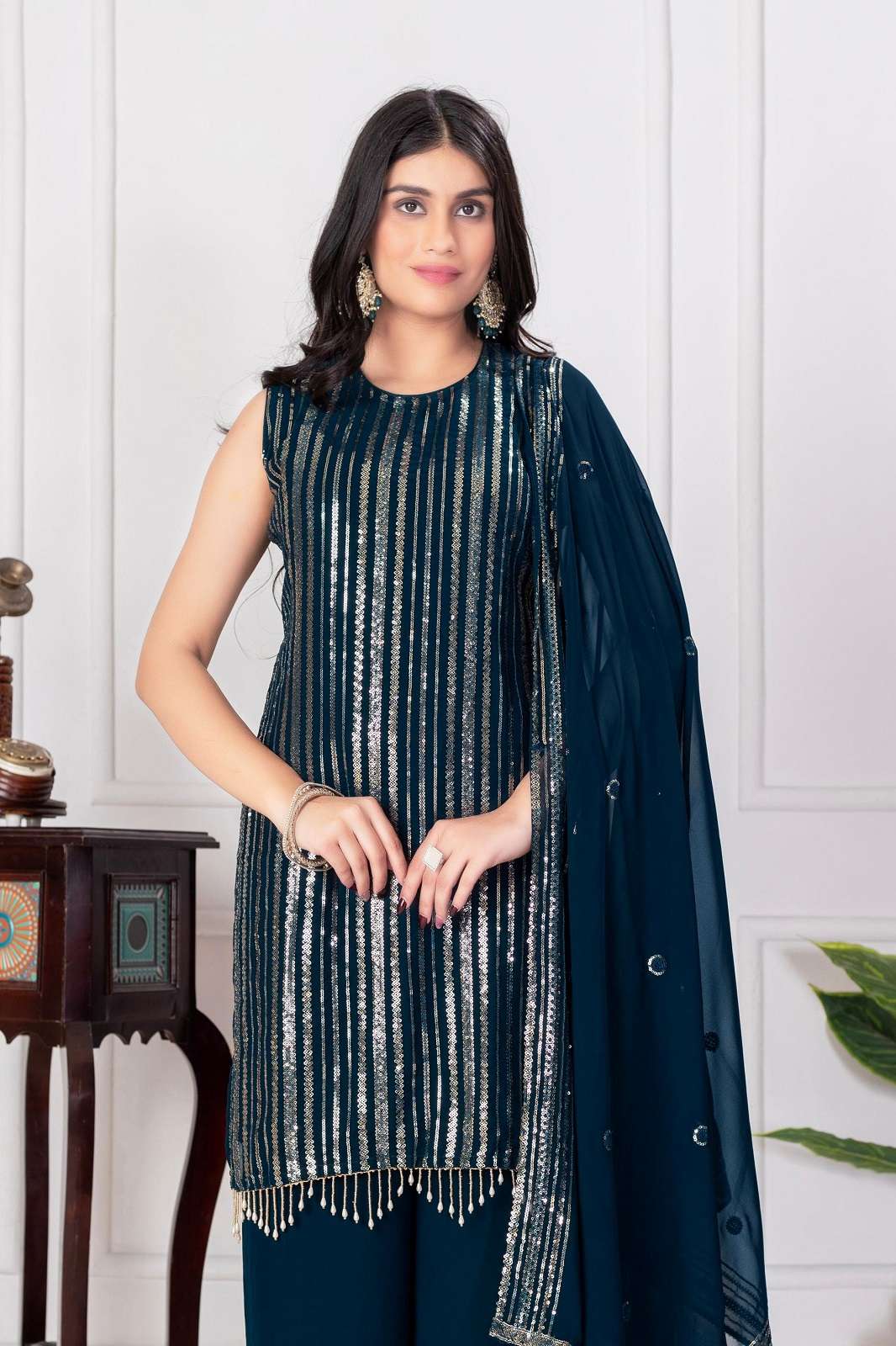 SHRI BALAJI 006 GEORGETTE EMBROIDERED READY TO WEAR SUITS