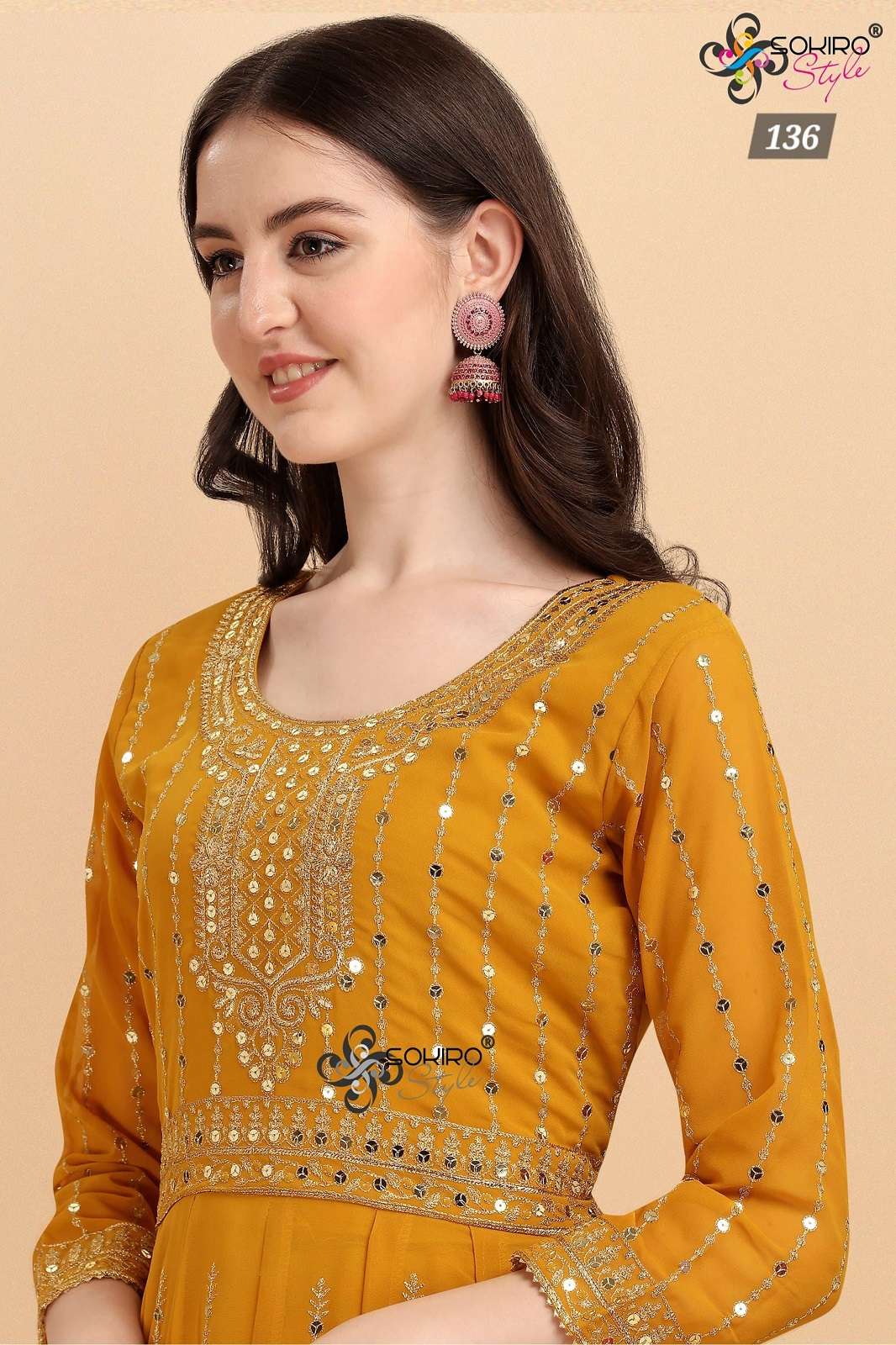 SHRI BALAJI 136 GEORGETTE EMBROIDERED ANARKALI READY TO WEAR KURTIES