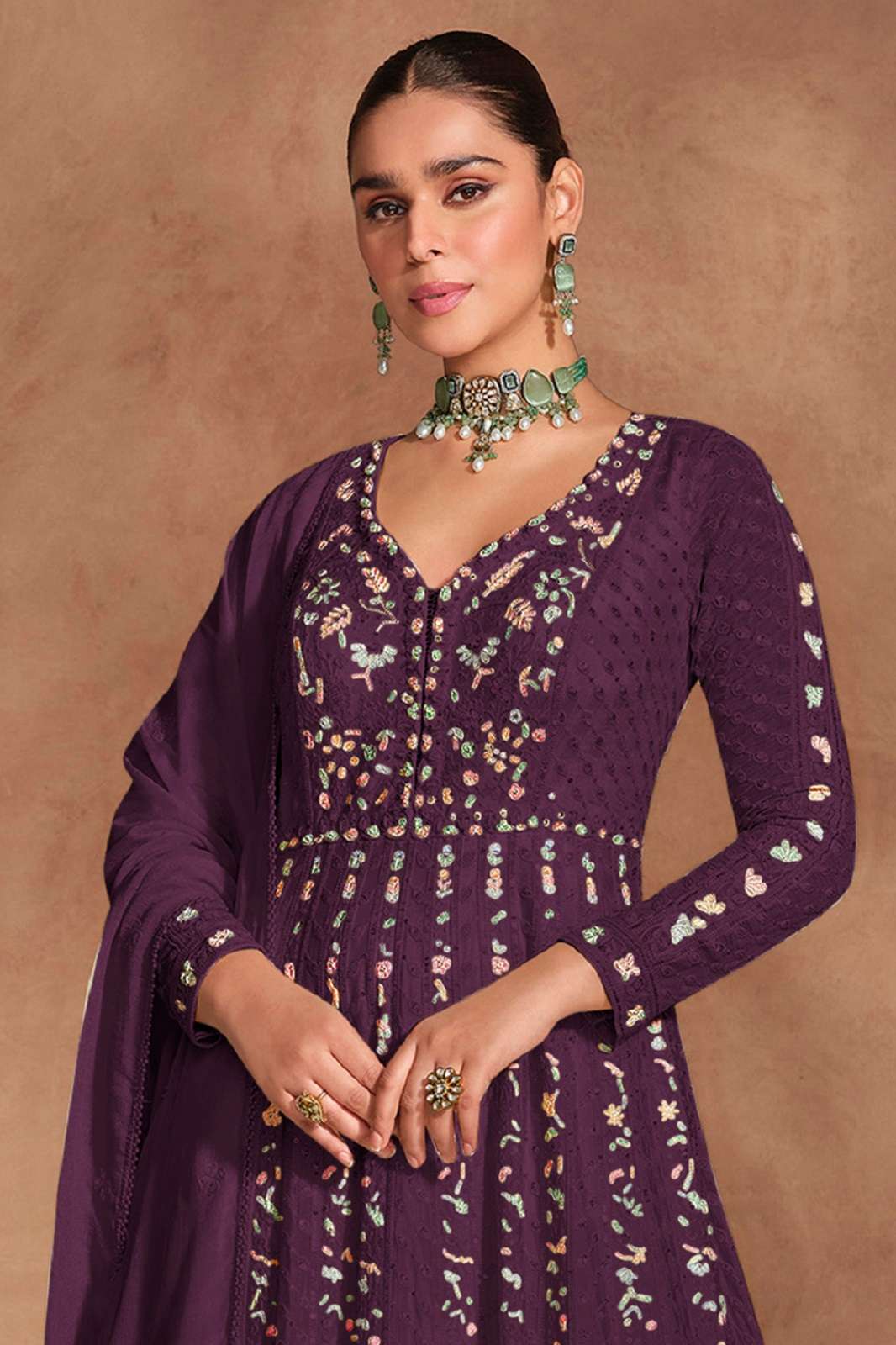 SHRI BALAJI 5678 A TO D SILK EMBROIDERED ANARKALI GOWNS