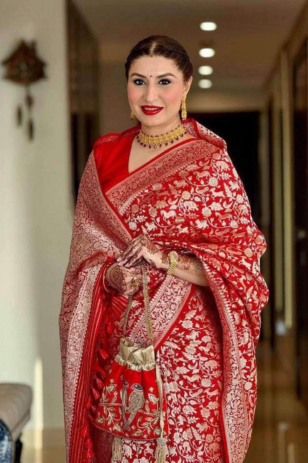 SHRI BALAJI 6008 SOFT LICHI SILK RICH PALLU RED JAQUARD SAREES