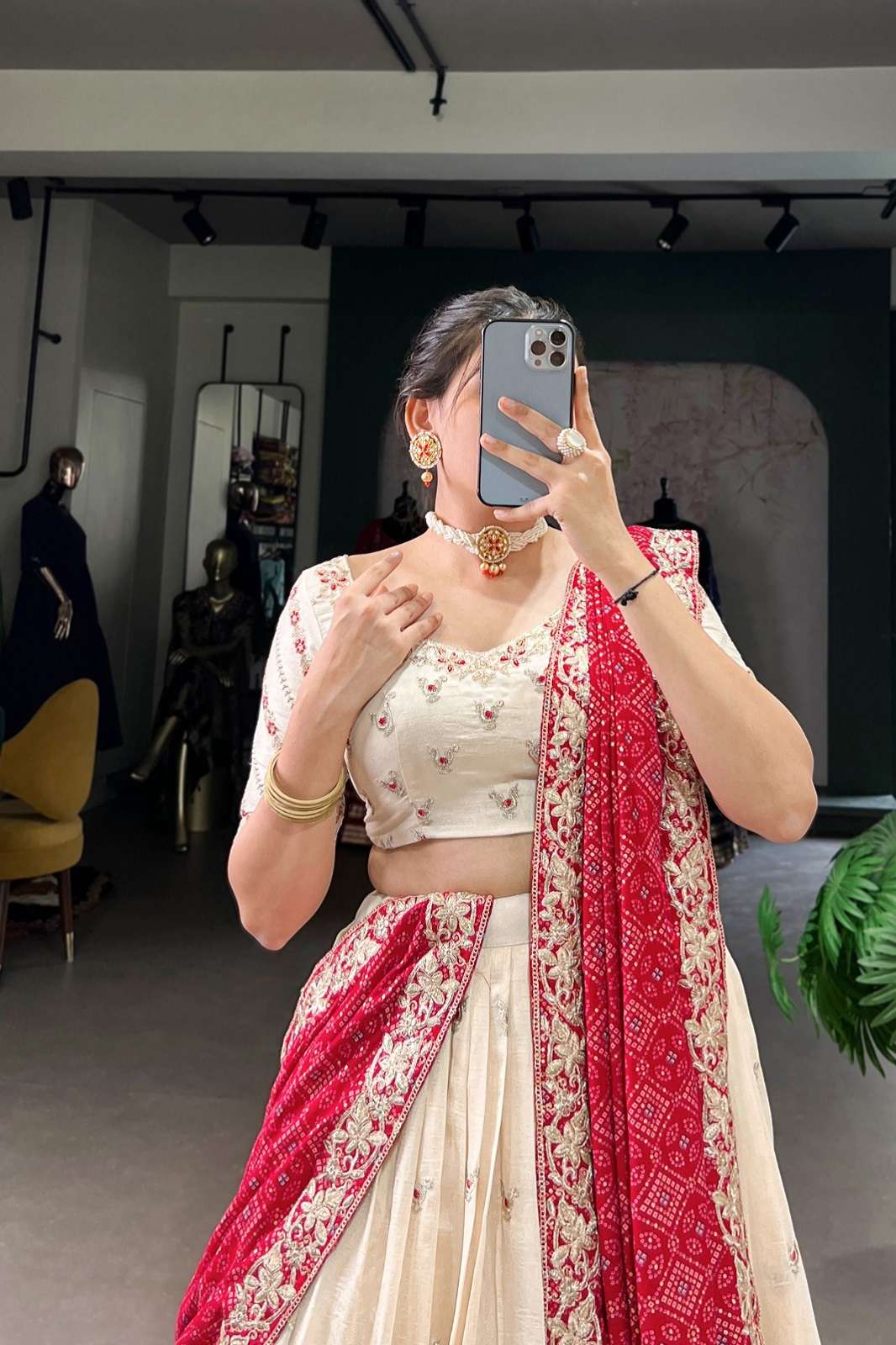 SHRI BALAJI APARNA 14360OWT VICHITRA SILK NAVRATRI LEHENGAS