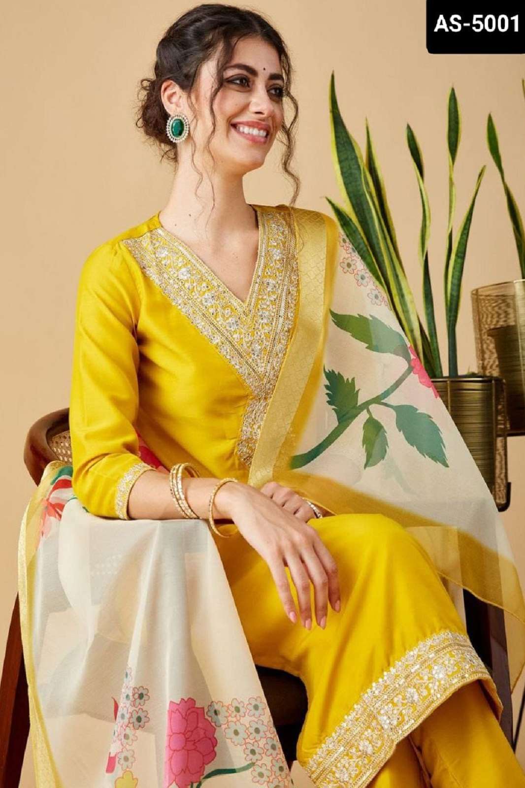 SHRI BALAJI AS 5001 VISCOSE CHINON EMBROIDERED READY TO WEAR SUITS