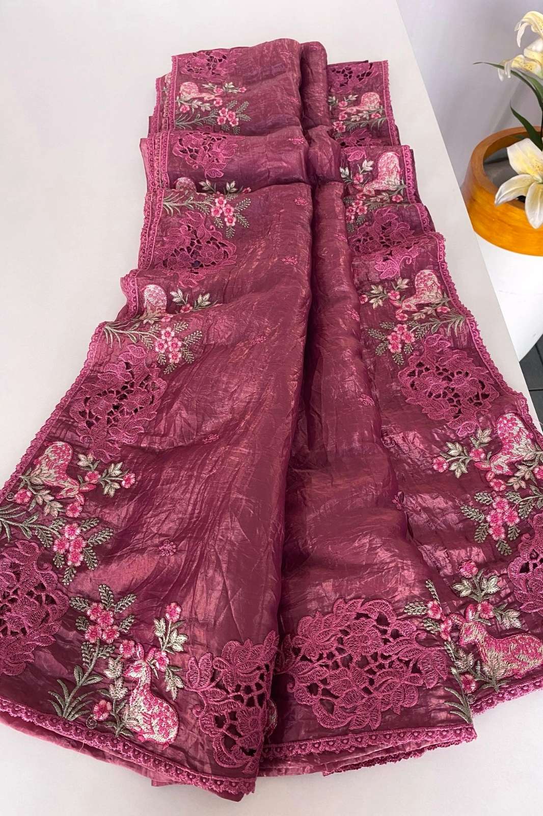Shri Balaji Emporium 4011 Pure crush silk saree with embroidery work