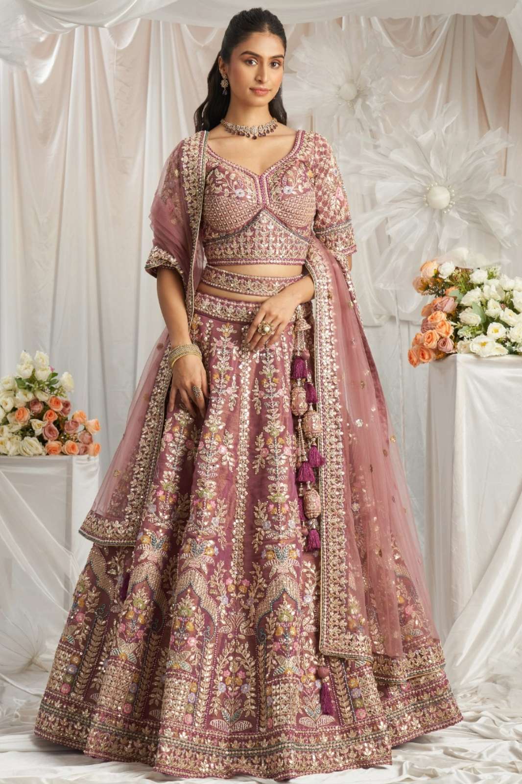Shri Balaji Emporium 6061 Wedding Wear Tissue Embroideed Lehenga 