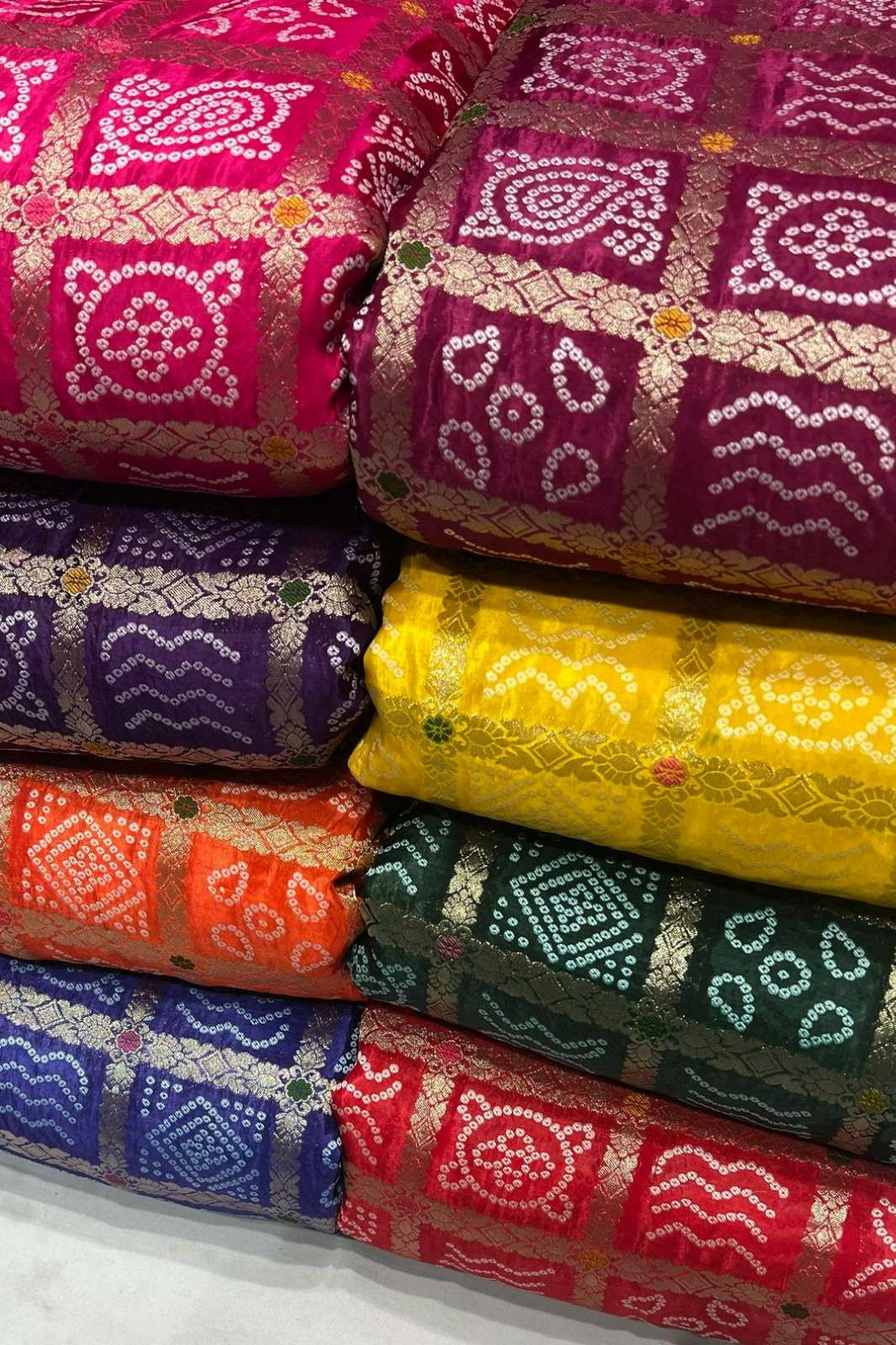 Shri Balaji Emporium A594 Georgette Bandhni and self Zari Work Designer Fabric
