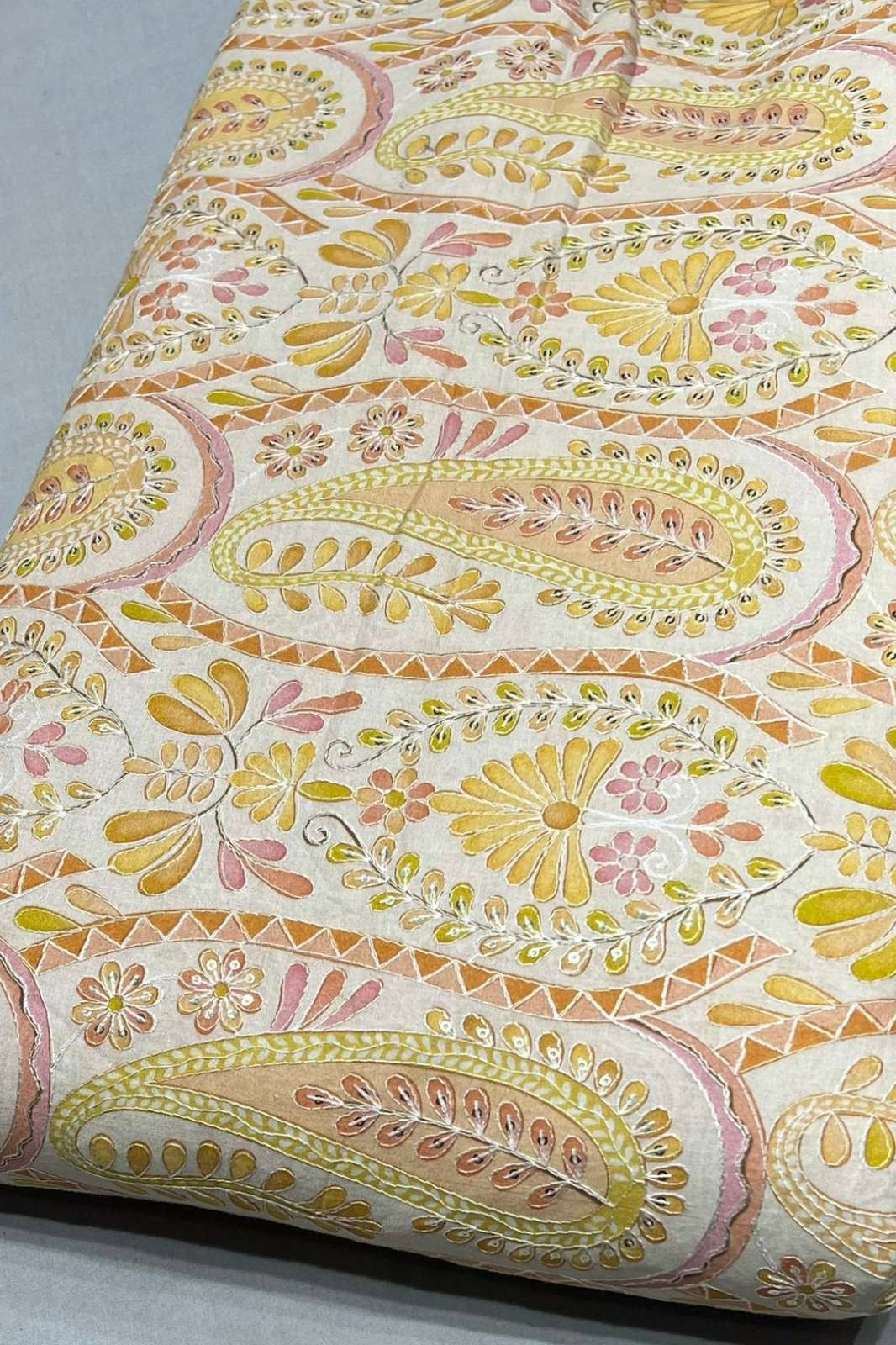 Shri Balaji Emporium A629 Position Print Embroidered Designer Pure Cotton Fabric