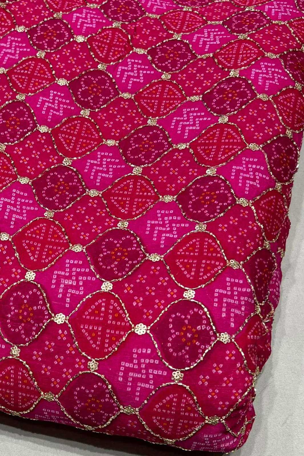 Shri Balaji Emporium A640 Position print Embroidery Work Designer Pure Chinon Fabric