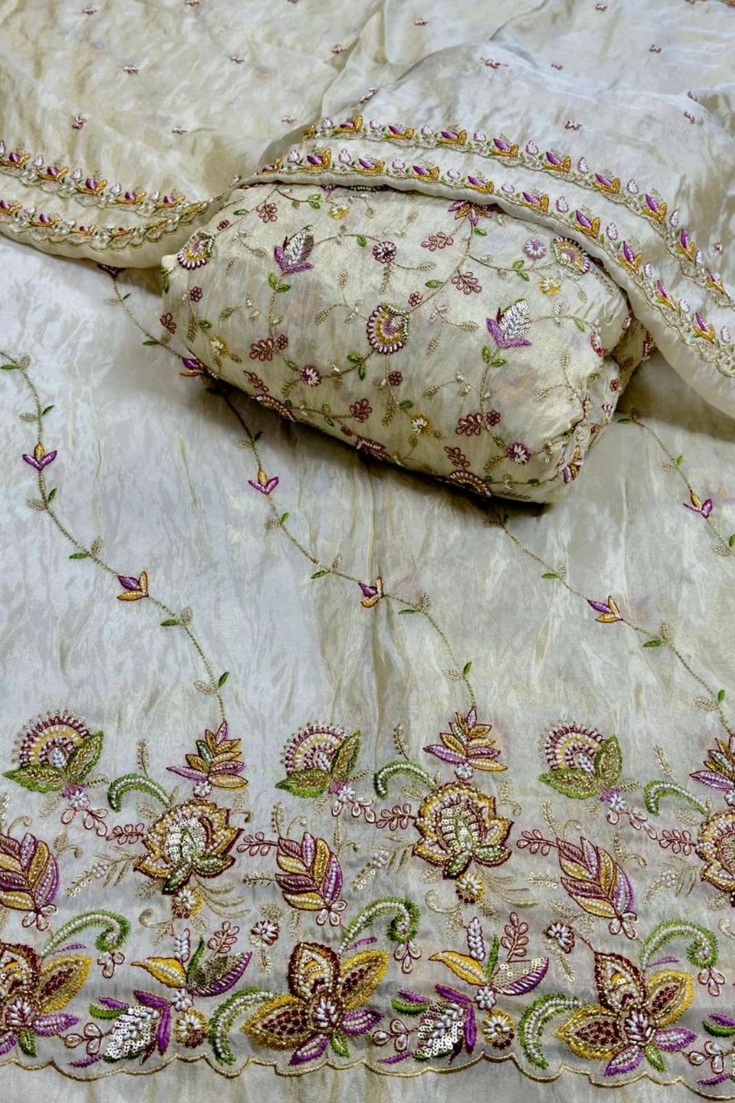 Shri Balaji Emporium A707 Embroidery work Pure Tissue Designer Fabric
