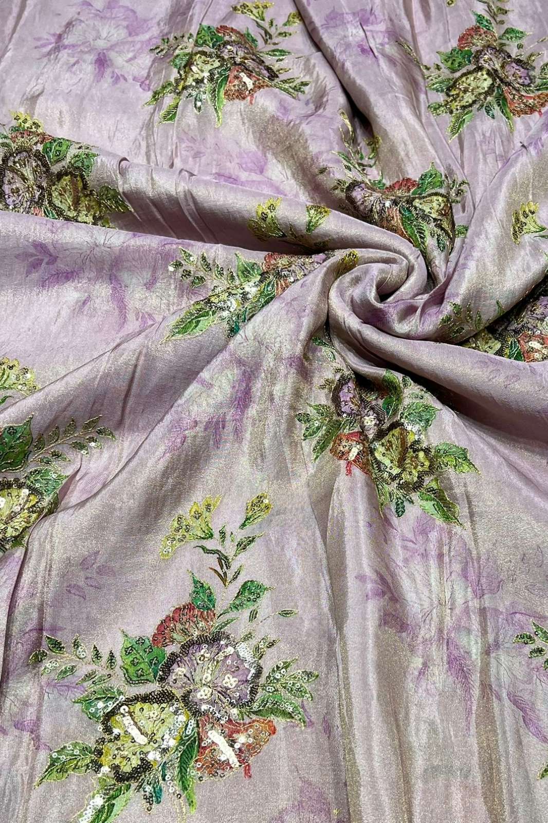 Shri Balaji Emporium A741 Position Print Embroidery work Tissue Designer Fabric